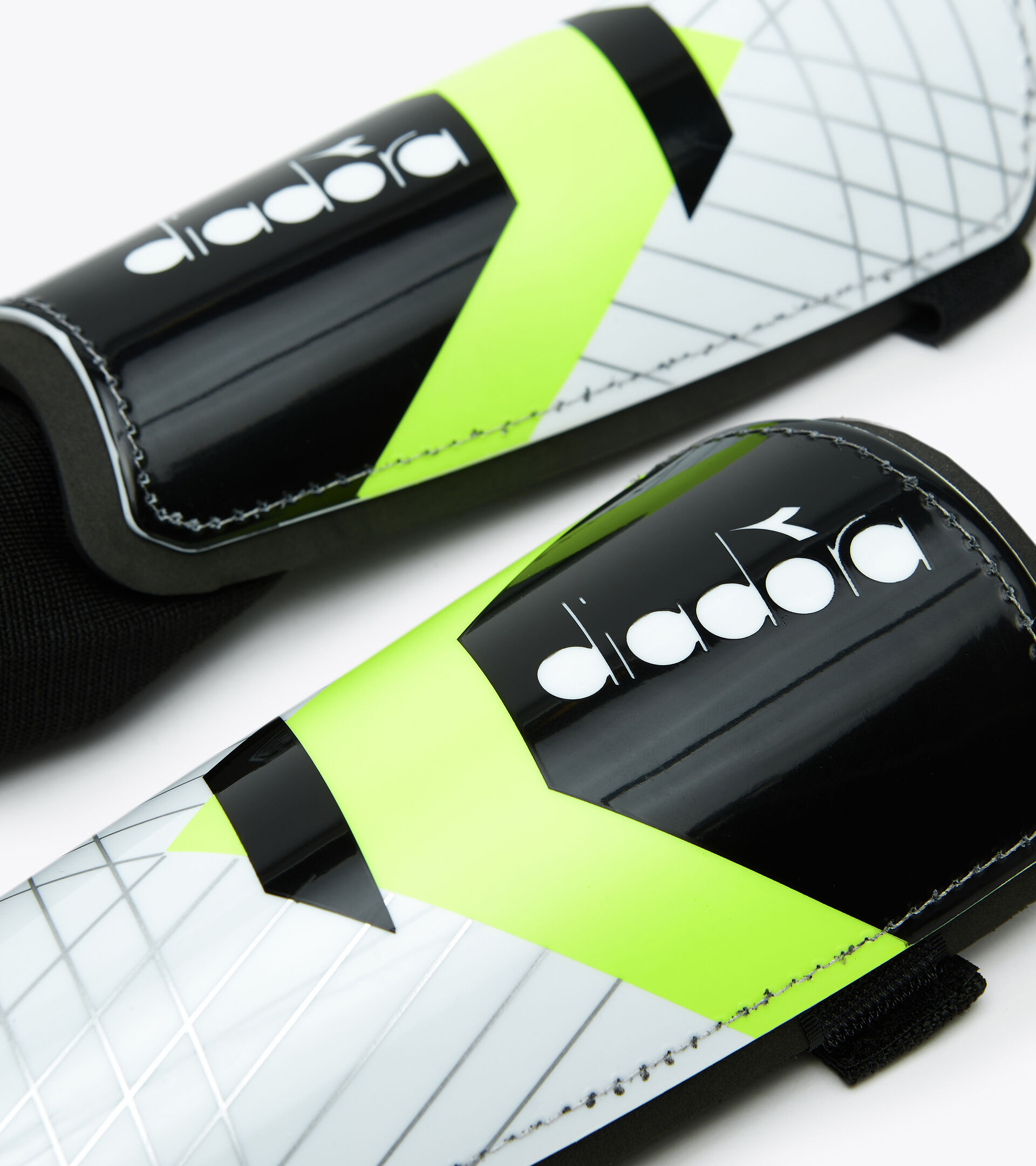 Rigid football shinguards PT ELITE WHITE/BLACK/YELLOW FLUO - Diadora