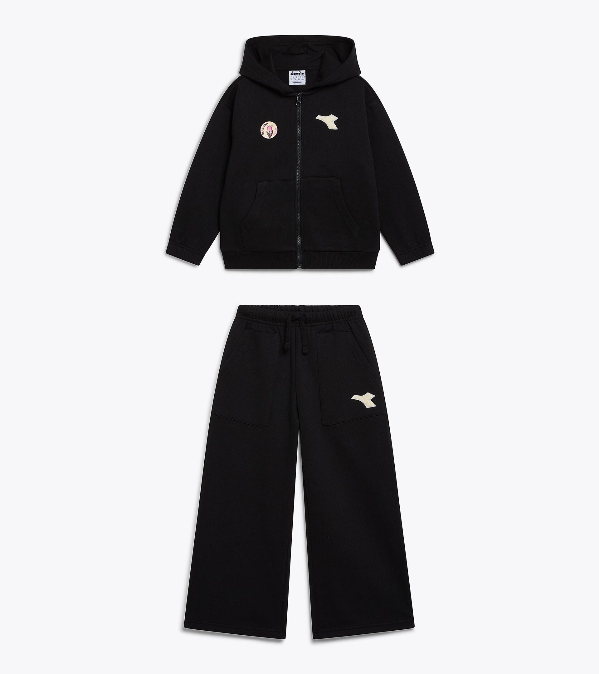 Ch&aacute;ndal cotton look - Regular/Relaxed - Ni&ntilde;a JG. TRACKSUIT HD FZ LOGO (BR) NEGRO - Diadora