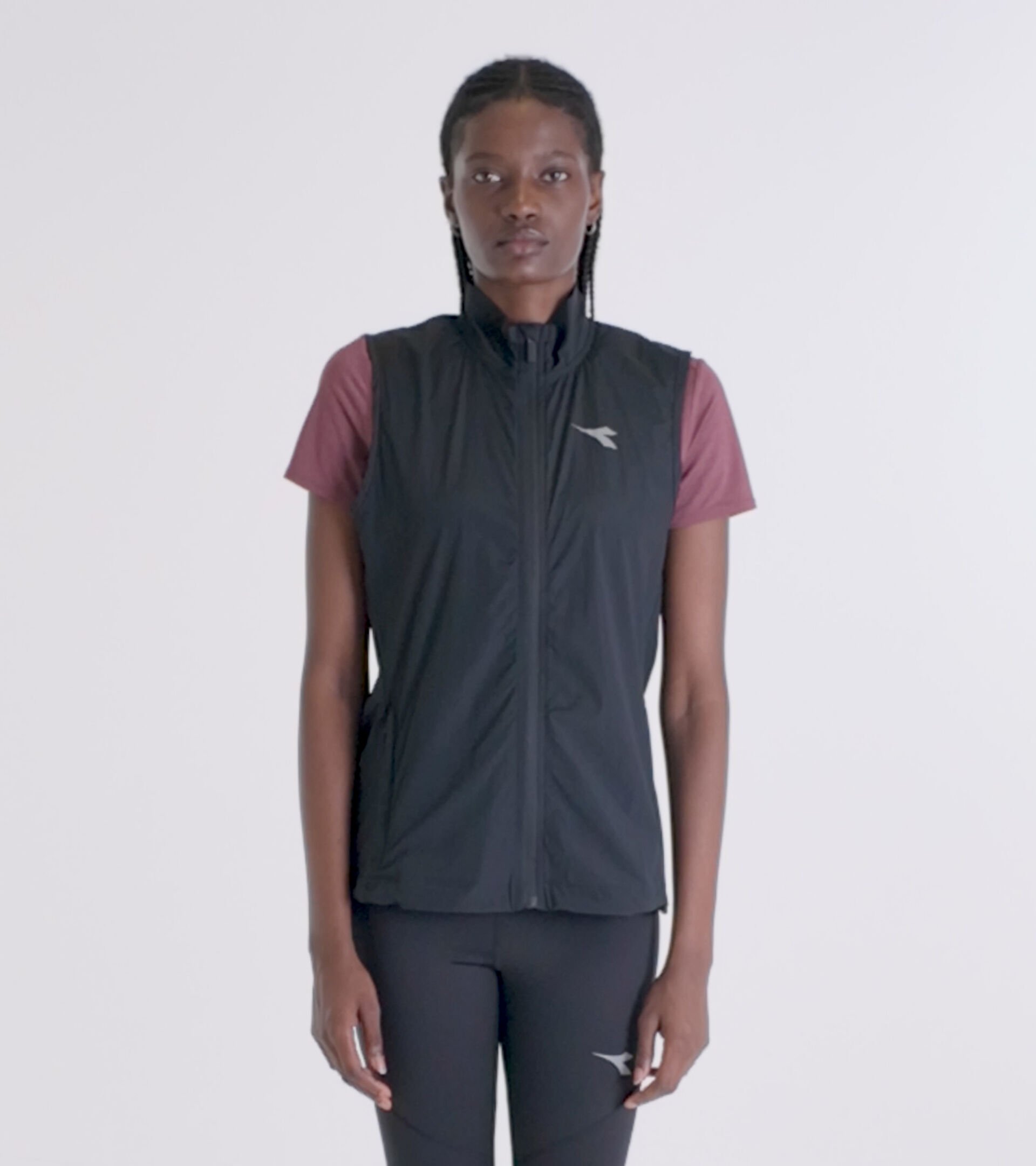 Packable windbreaker vest - Running - Women’s L. WINDBREAKER PACKABLE VEST BLACK - Diadora