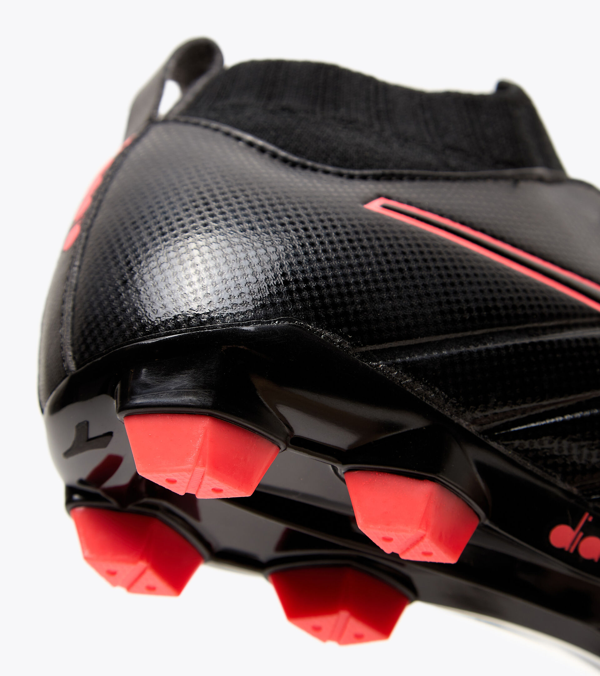 Firm ground football boot - Kids BRASIL ELITE R LPU JR BLACK/RED FLUO - Diadora