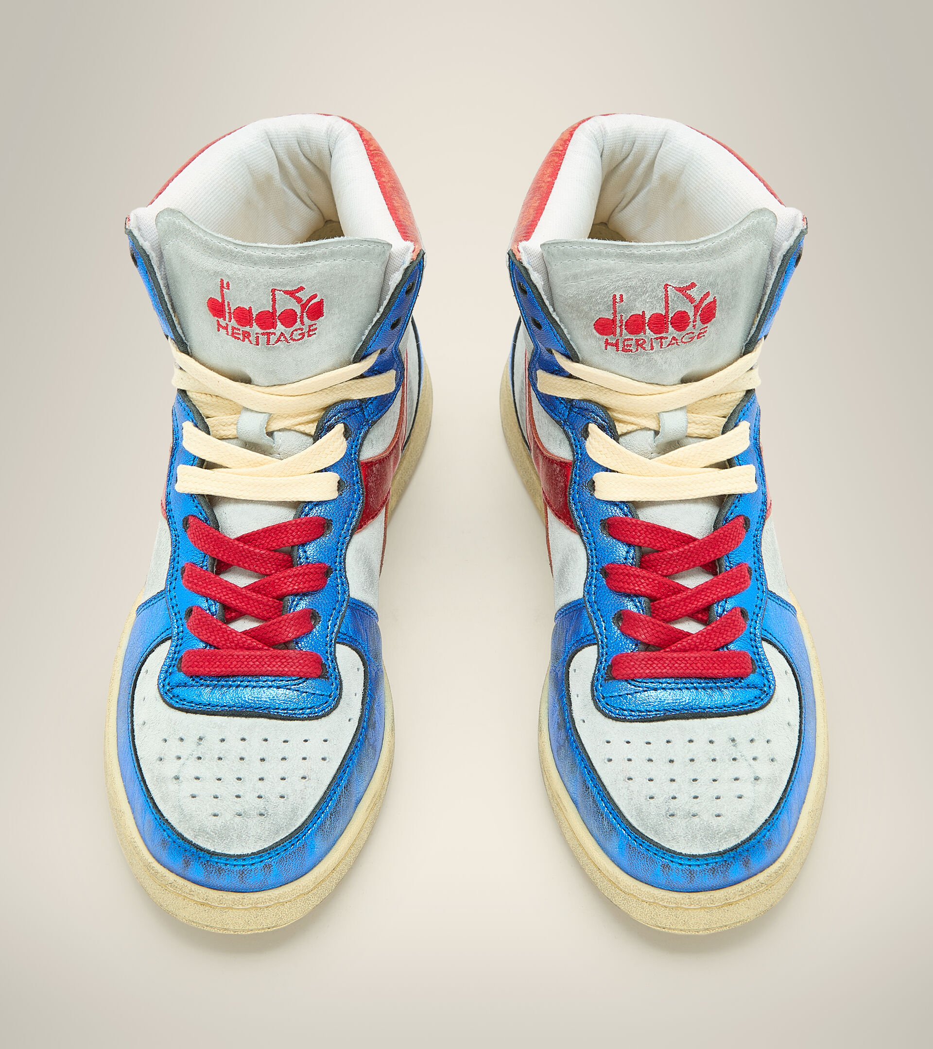Zapatillas Heritage - Unisex MI BASKET METALLIC PIGSKIN USED WHITE/BLUE - Diadora
