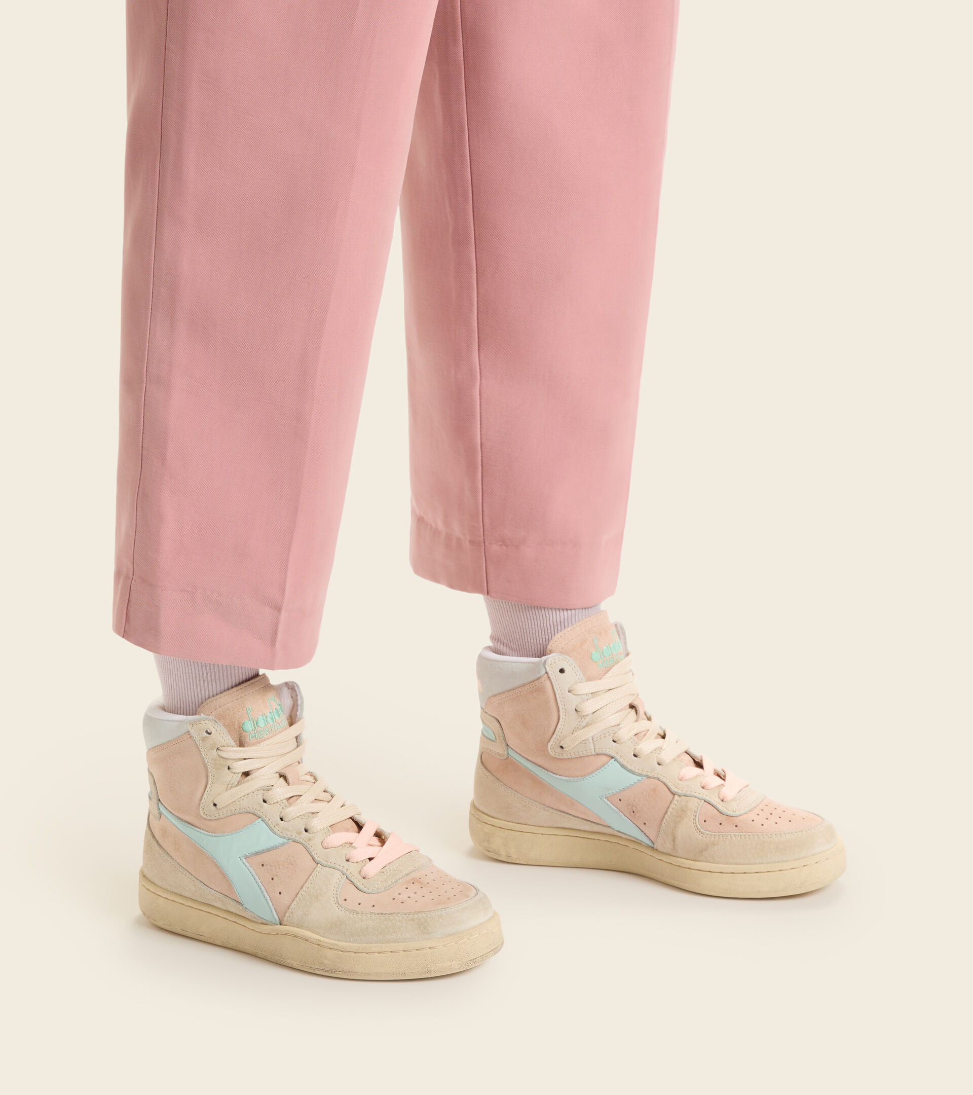Heritage shoe - Unisex MI BASKET PIGSKIN USED BELLINI PINK - Diadora