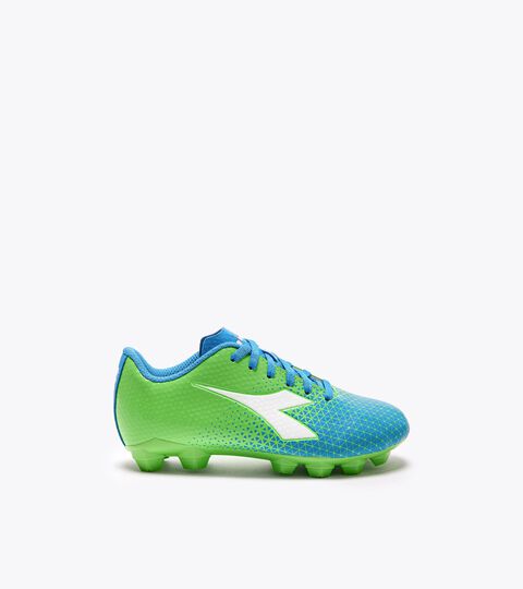 Futsal boots for synthetic grounds - Junior CATTURA GR LPU JR GREEN FL/WHT/BLUE FL - Diadora