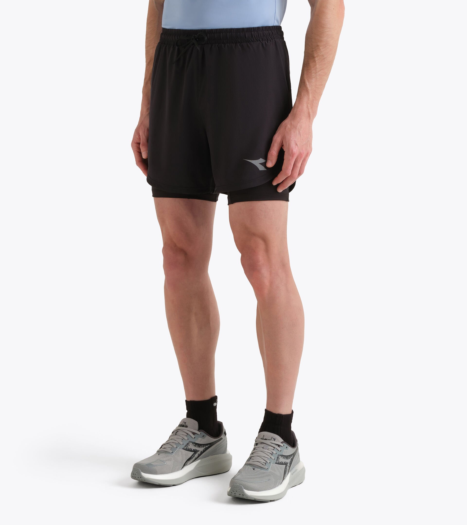2-in-1 Running Shorts - Men&rsquo;s SHORTS 2IN1 5 BLACK - Diadora