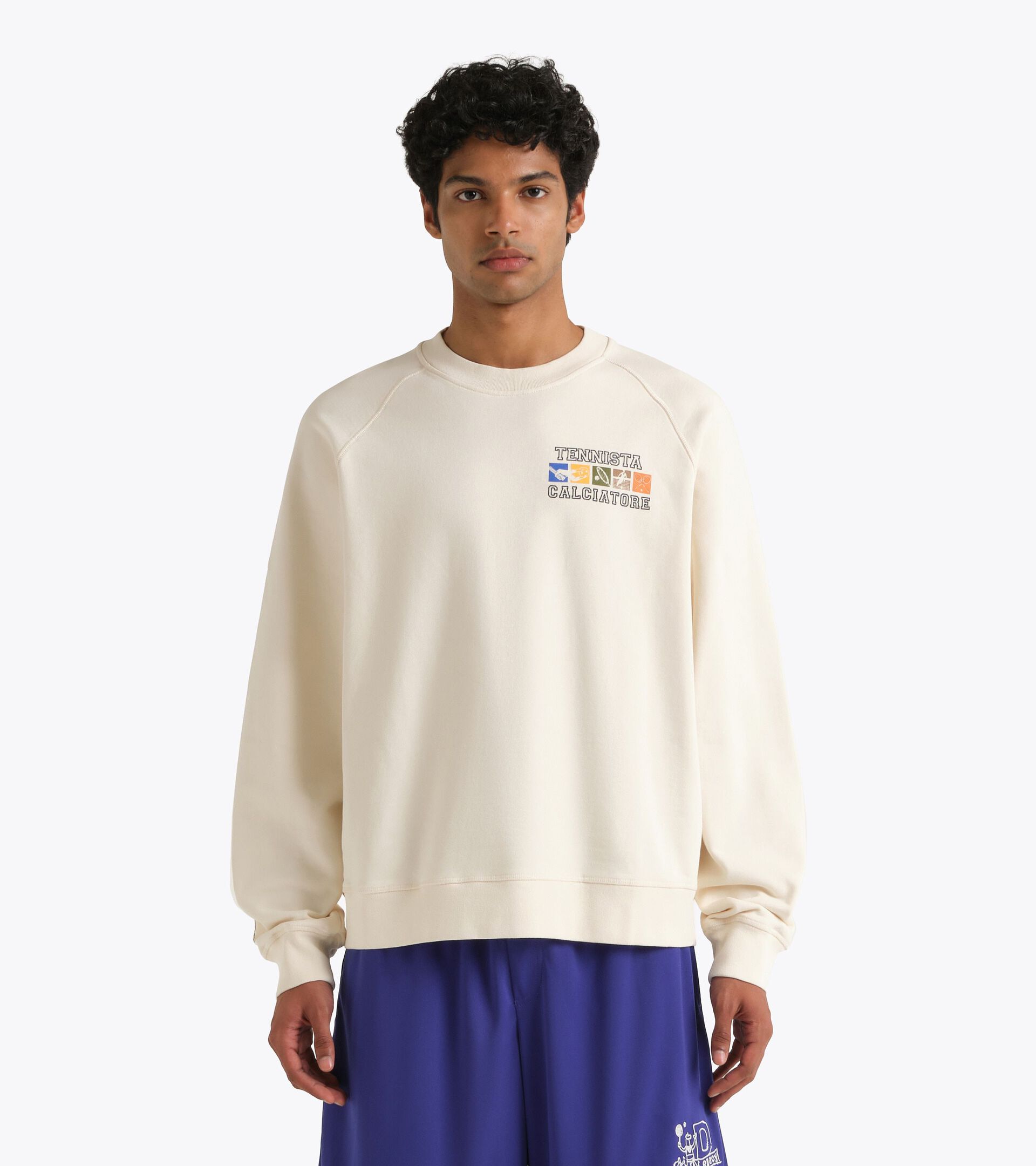 Legacy Sweatshirt Crew - Made In Italy - All-gender
 SWEATSHIRT CREW LEGACY WHITE ALYSSUM - Diadora