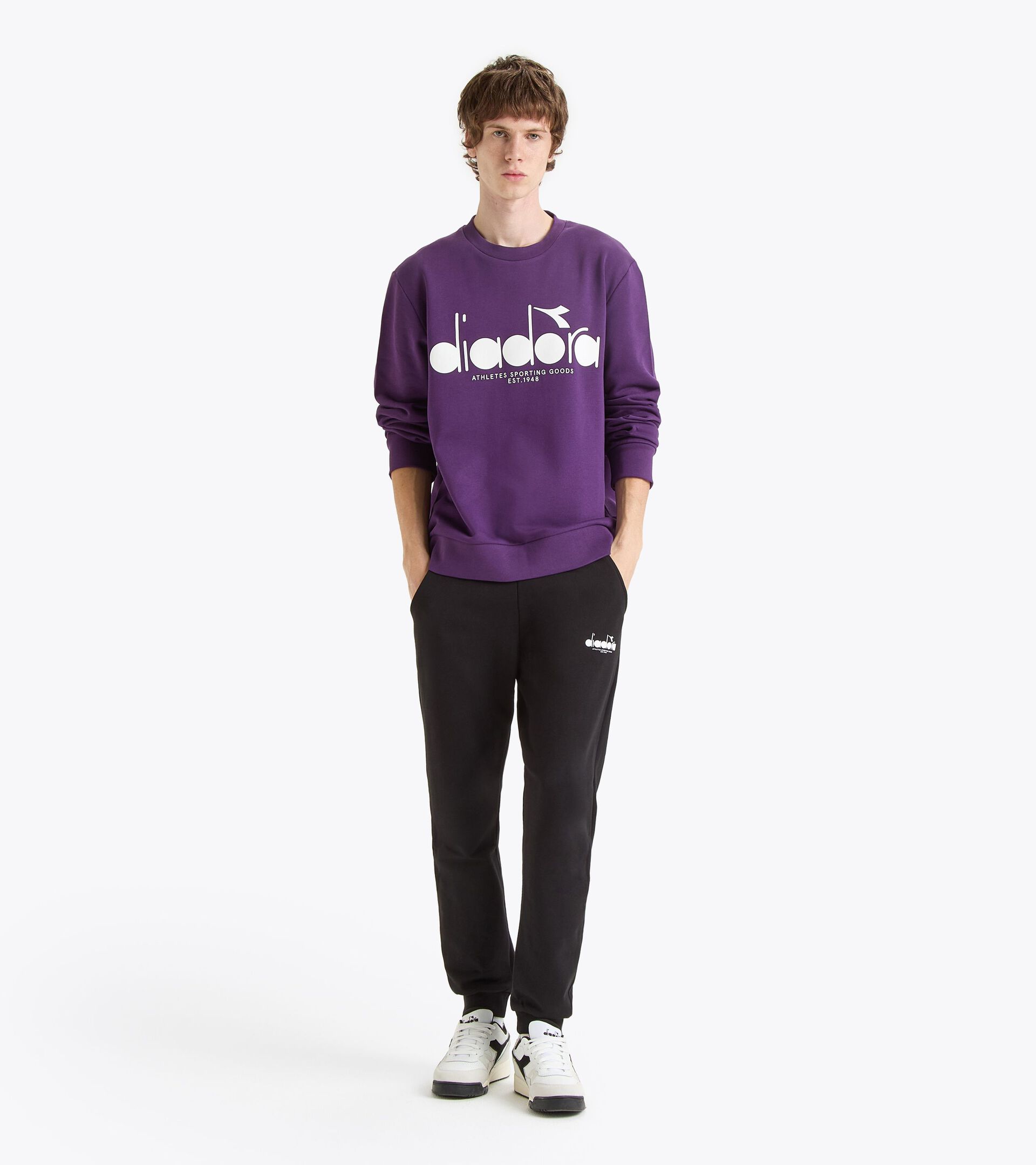 Cotton crewneck - All-Gender SWEATSHIRT CREW LOGO VIOLET JEWEL - Diadora