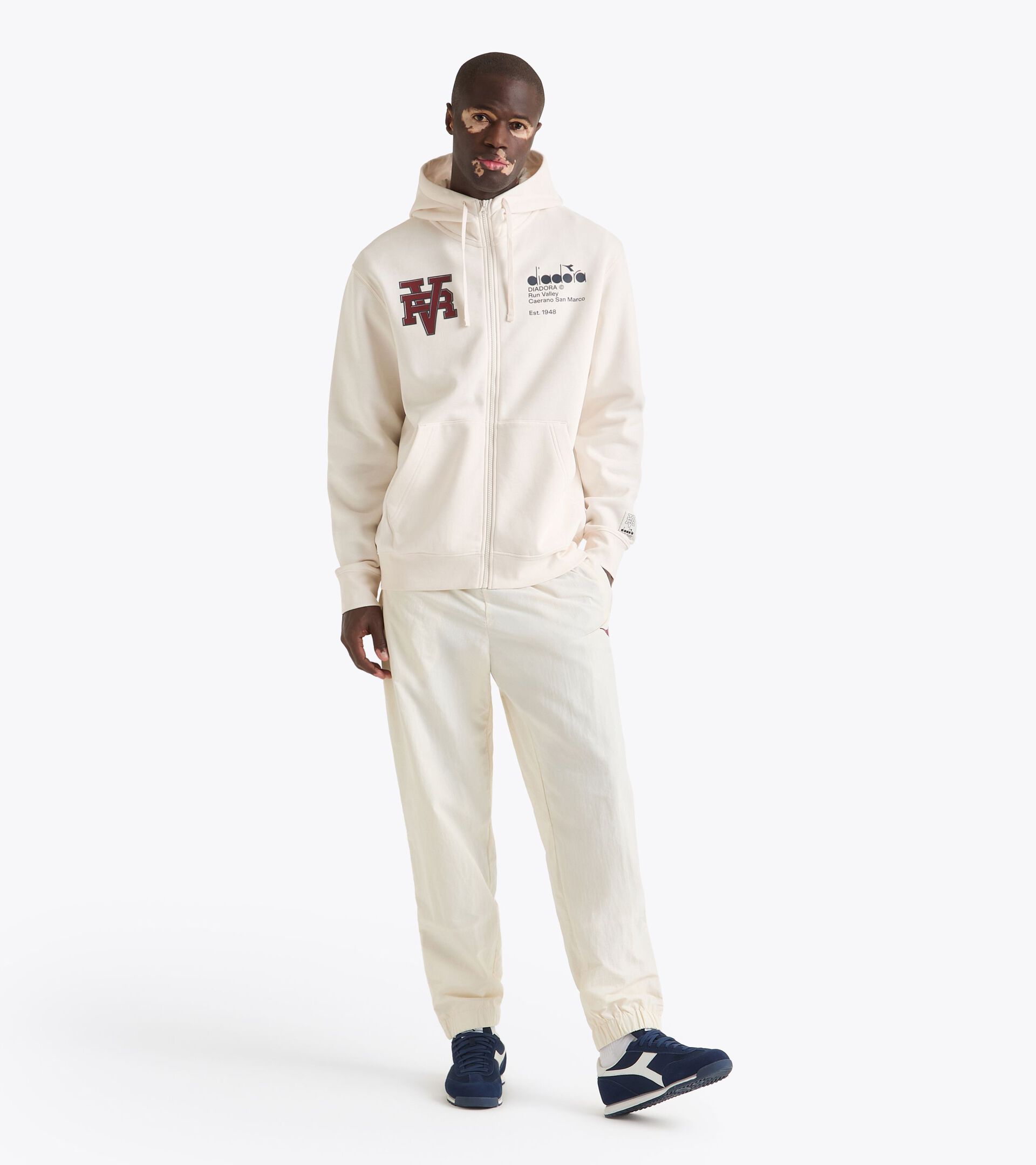 Hoodie - Run Valley - All-gender HOODIE FZ RUN VALLEY WHISPER WHITE - Diadora