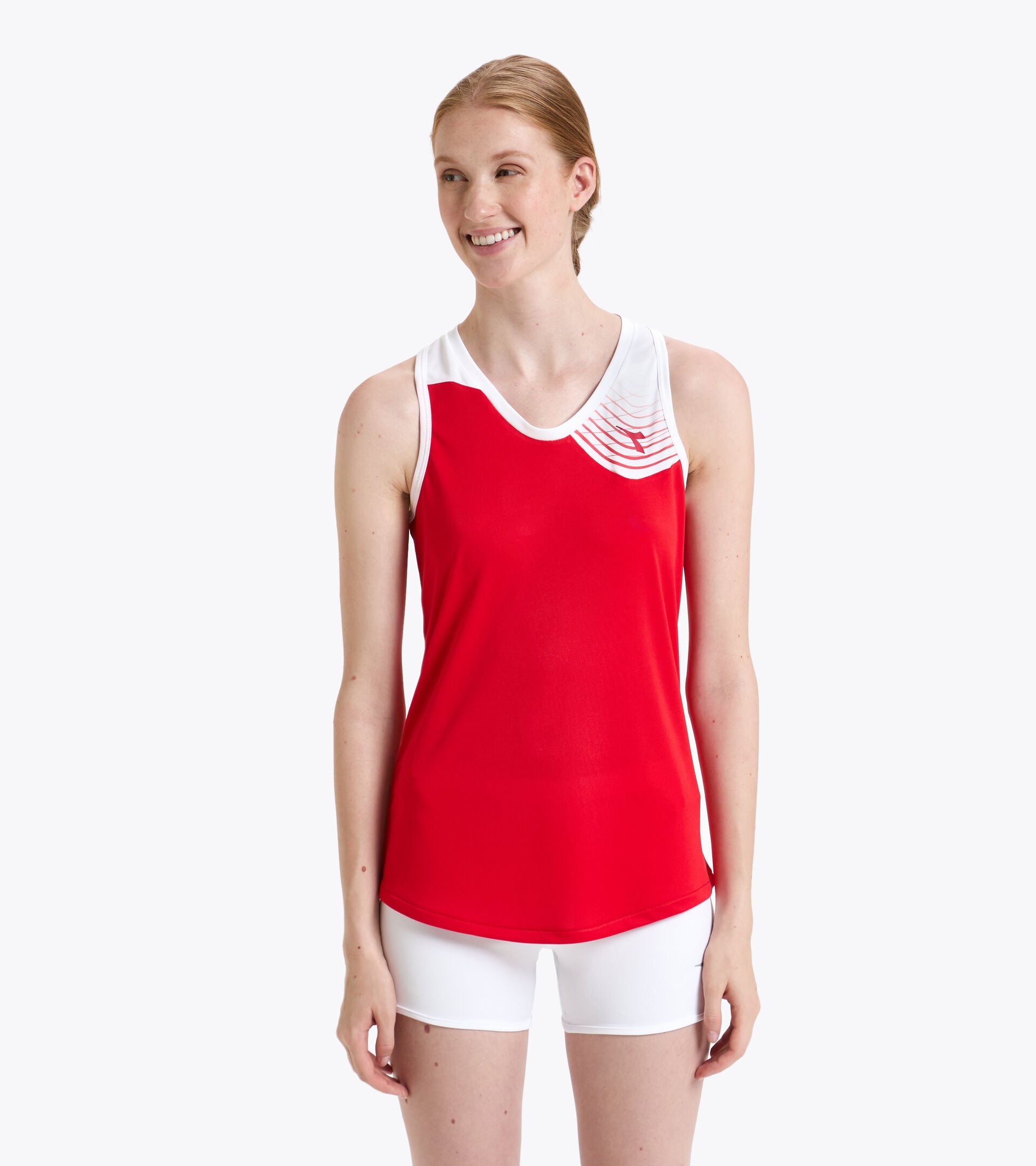 Haut sans manches de tennis pour Femme L. TANK COURT ROUGE TOMATE - Diadora