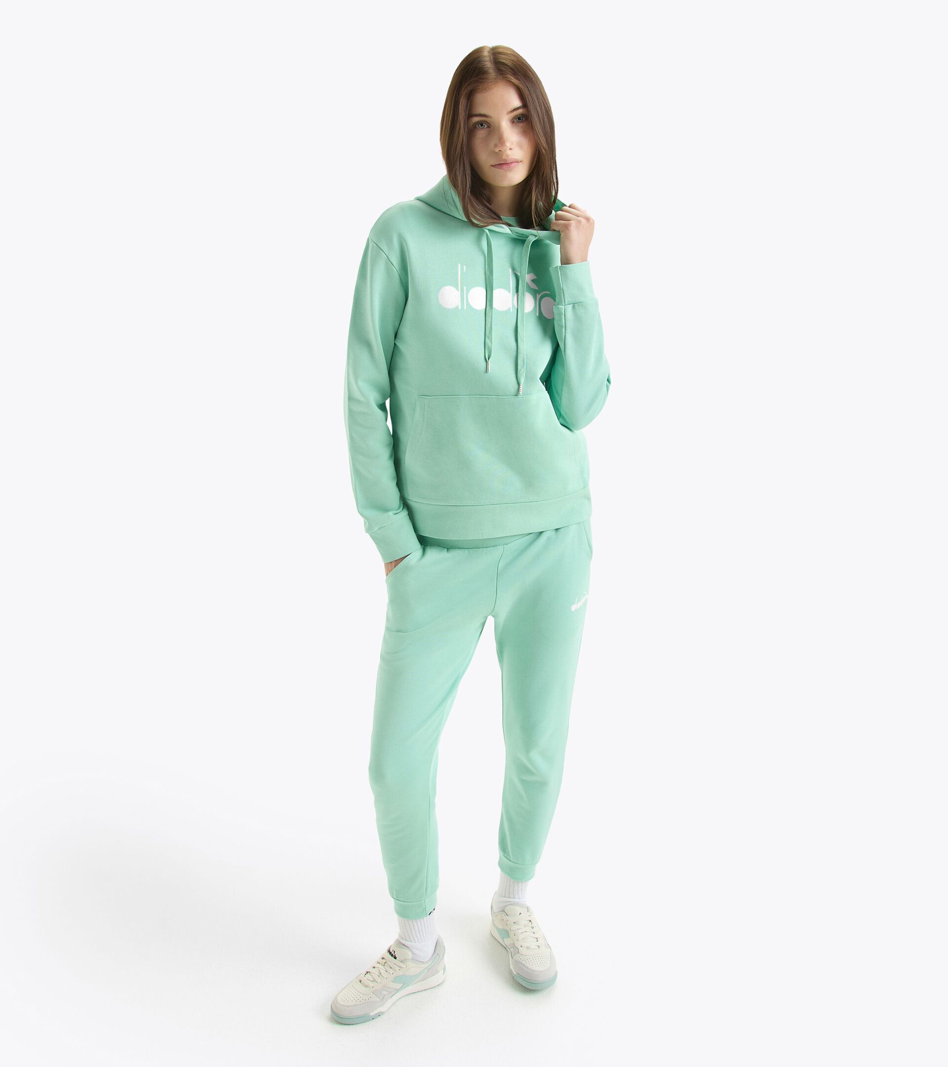 Sporty hoodie - Made in Italy - Gender Neutral HOODIE LOGO NEON GREEN - Diadora