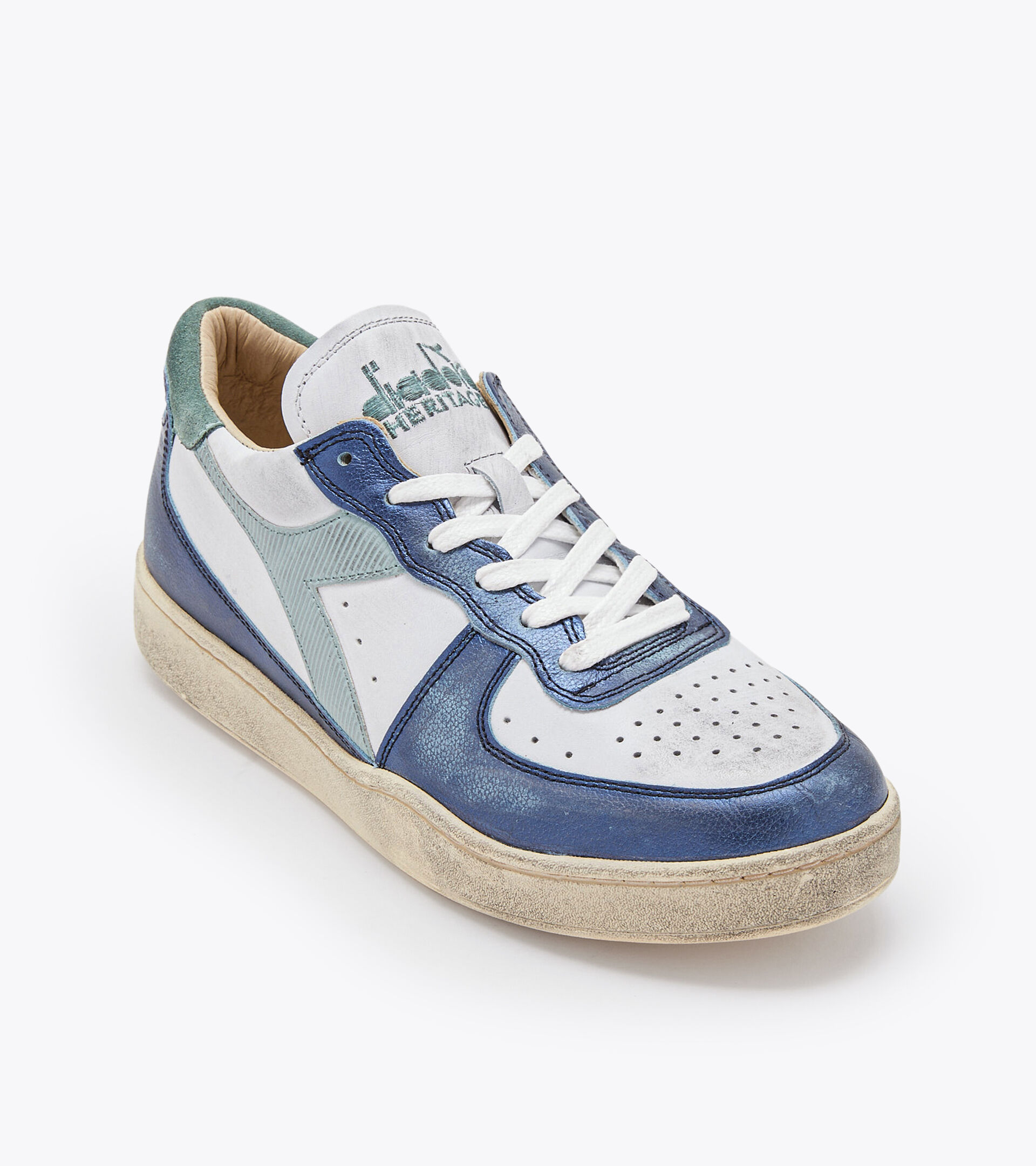 Heritage shoes - Unisex MI BASKET LOW METALLIC DIRTY WHITE/BLUE EYES - Diadora