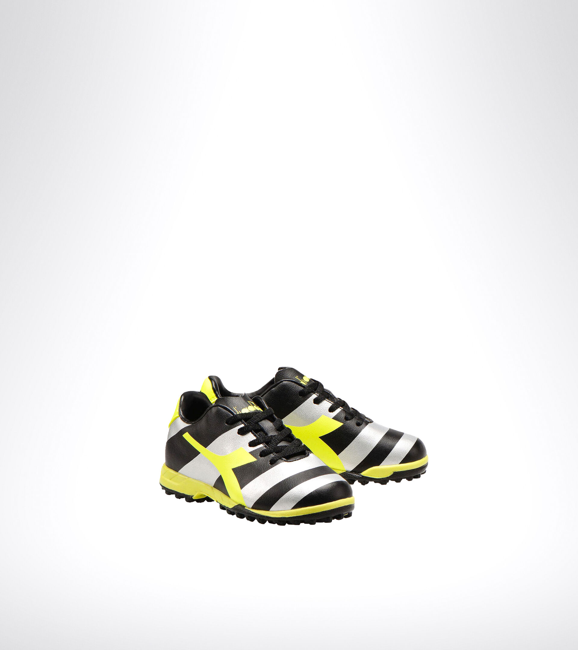 Hard ground and artificial turf football boot - Unisex kids RAPTOR R TF JR BLACK/SILVER/YELLOW FL DD - Diadora