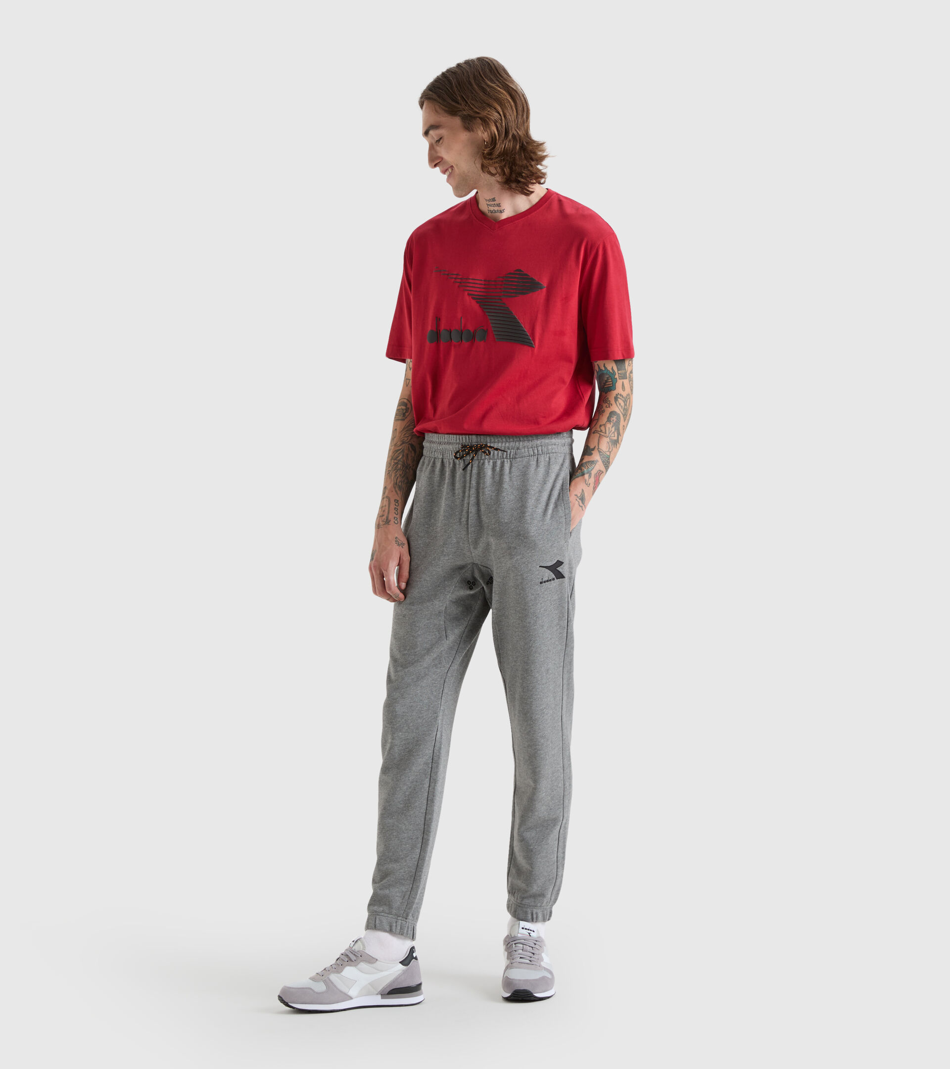 Pantalon de sport en coton - Homme PANTS CUFF DRIFT GRIS FONCE MELANGE - Diadora