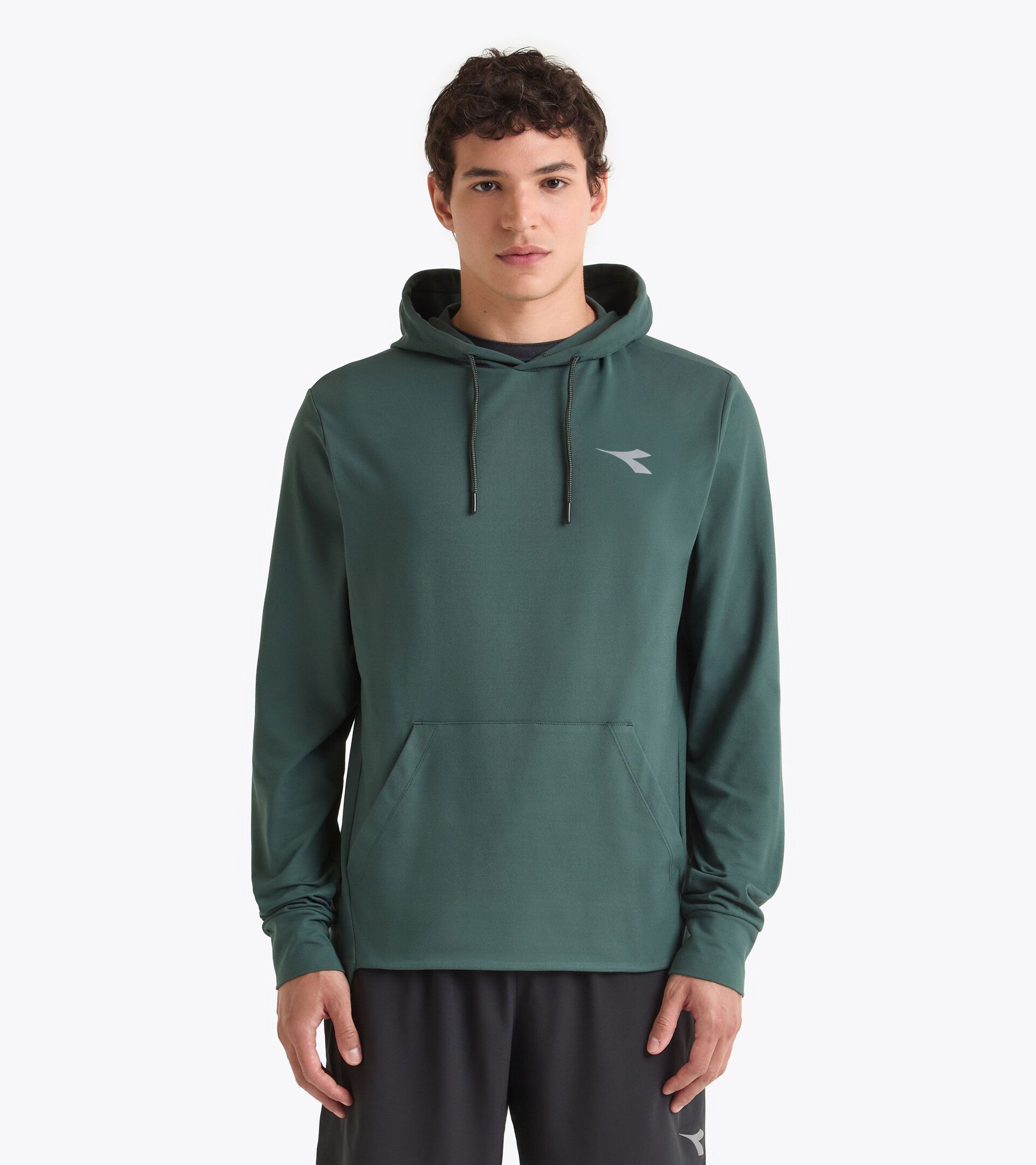 Pull en jersey post-entra&icirc;nement&sect;Homme JERSEY PULLOVER HOODIE RUN CREW CORIANDRE - Diadora