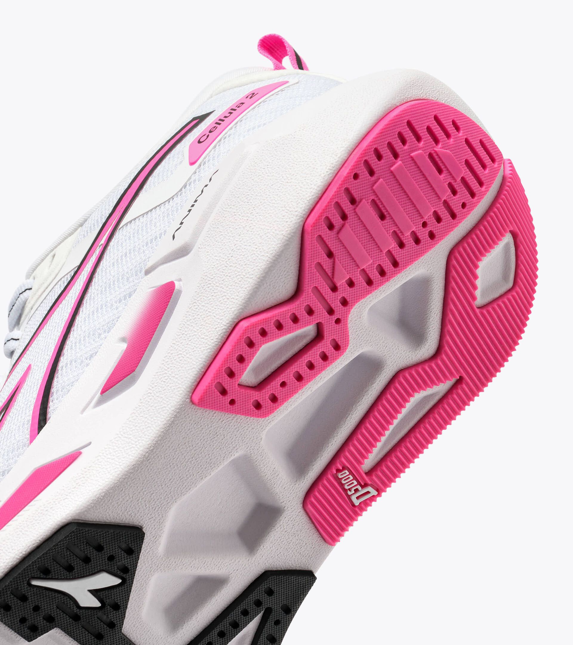 Neutral running shoe - Comfort and stability - Women's CELLULA  2 W WHITE/BLACK/PINK FL - Diadora