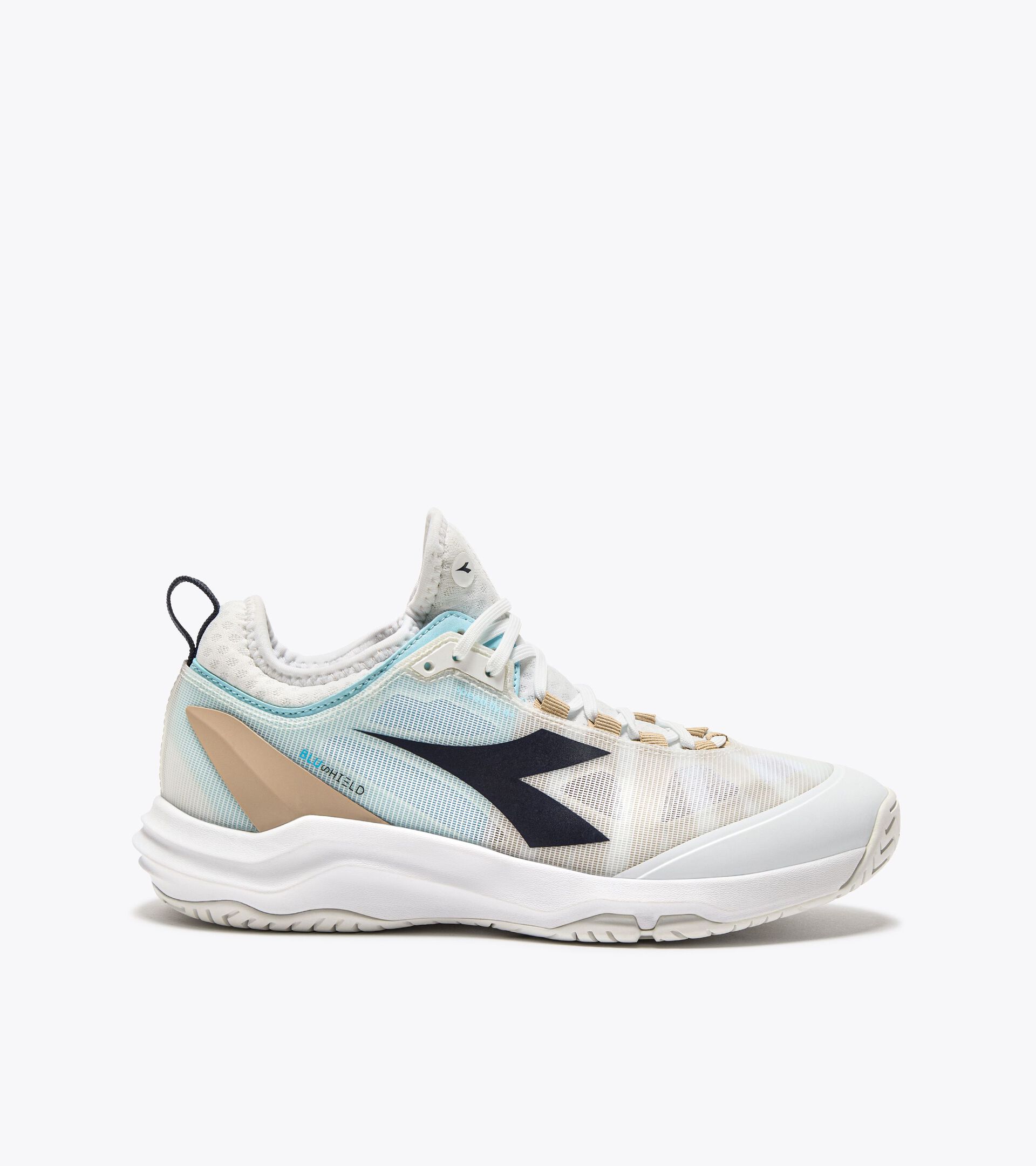 Tennis shoes for hard surfaces or clay - Women SPEED BLUSHIELD FLY 4 + W AG WHITE/BLUE CORSAIR - Diadora