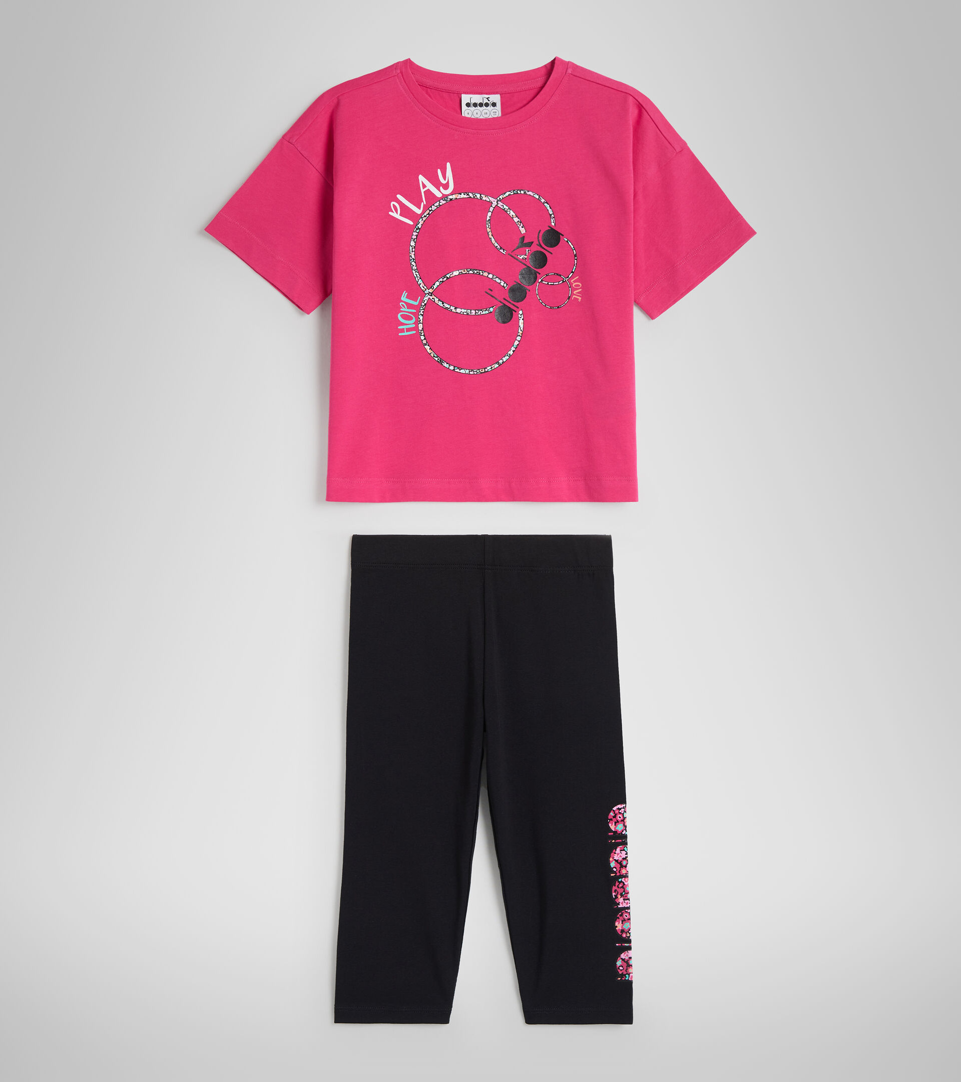 Stretchy T-shirt and shorts set - Girls JG.SET HOOPS SHOCKING PINK - Diadora