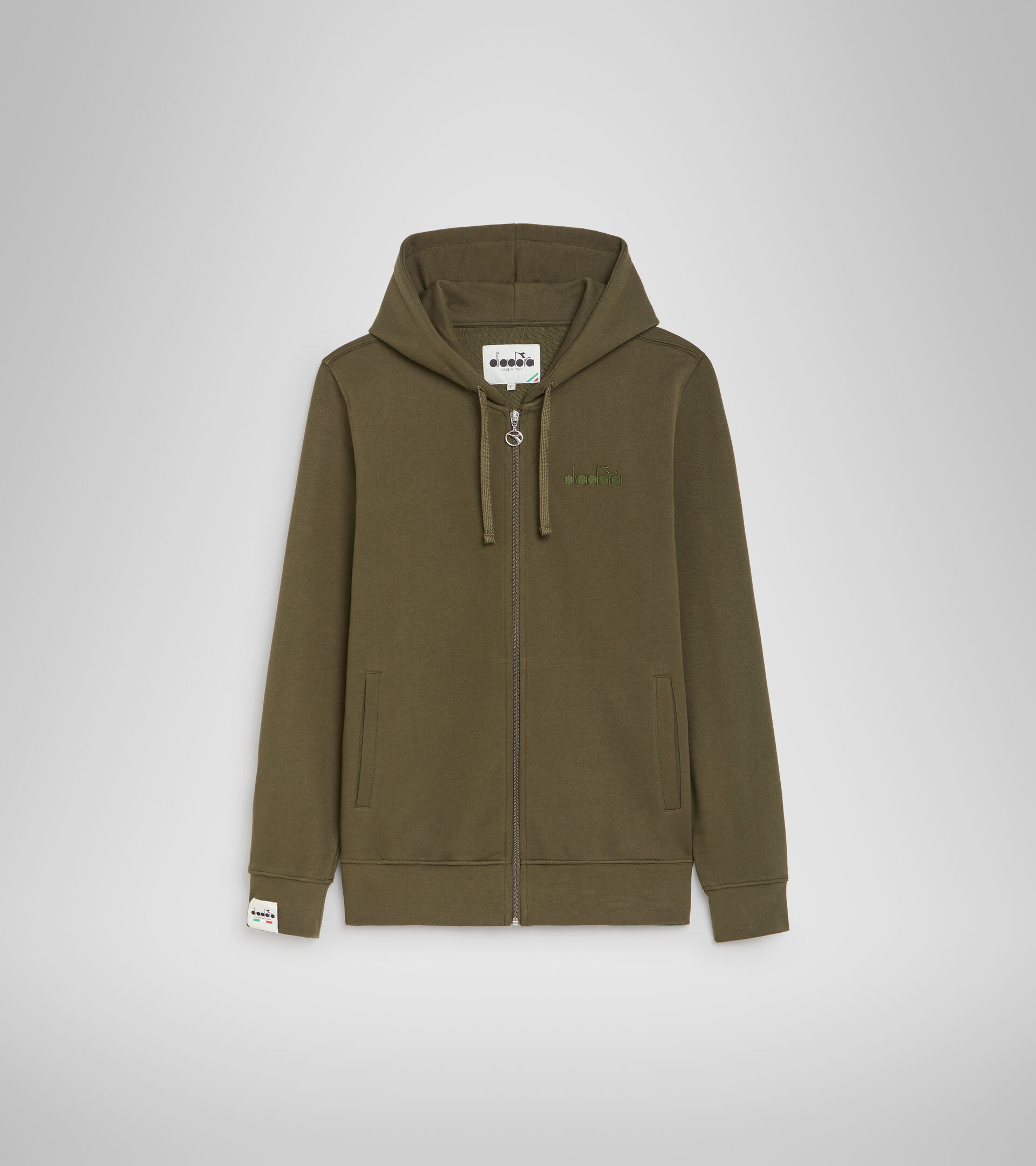 Hooded sweatshirt - Made in Italy - Men HOODIE FZ MII GREEN MILITARY - Diadora