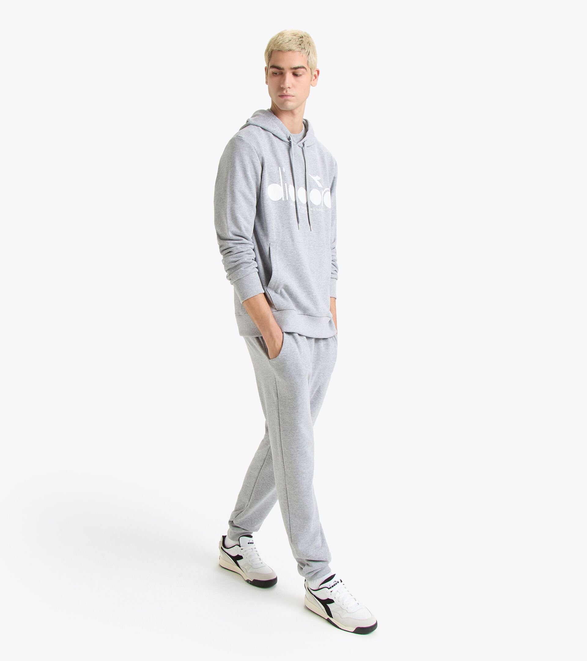 Color block hoodie - All-Gender HOODIE LOGO HIGH RISE MELANGE - Diadora