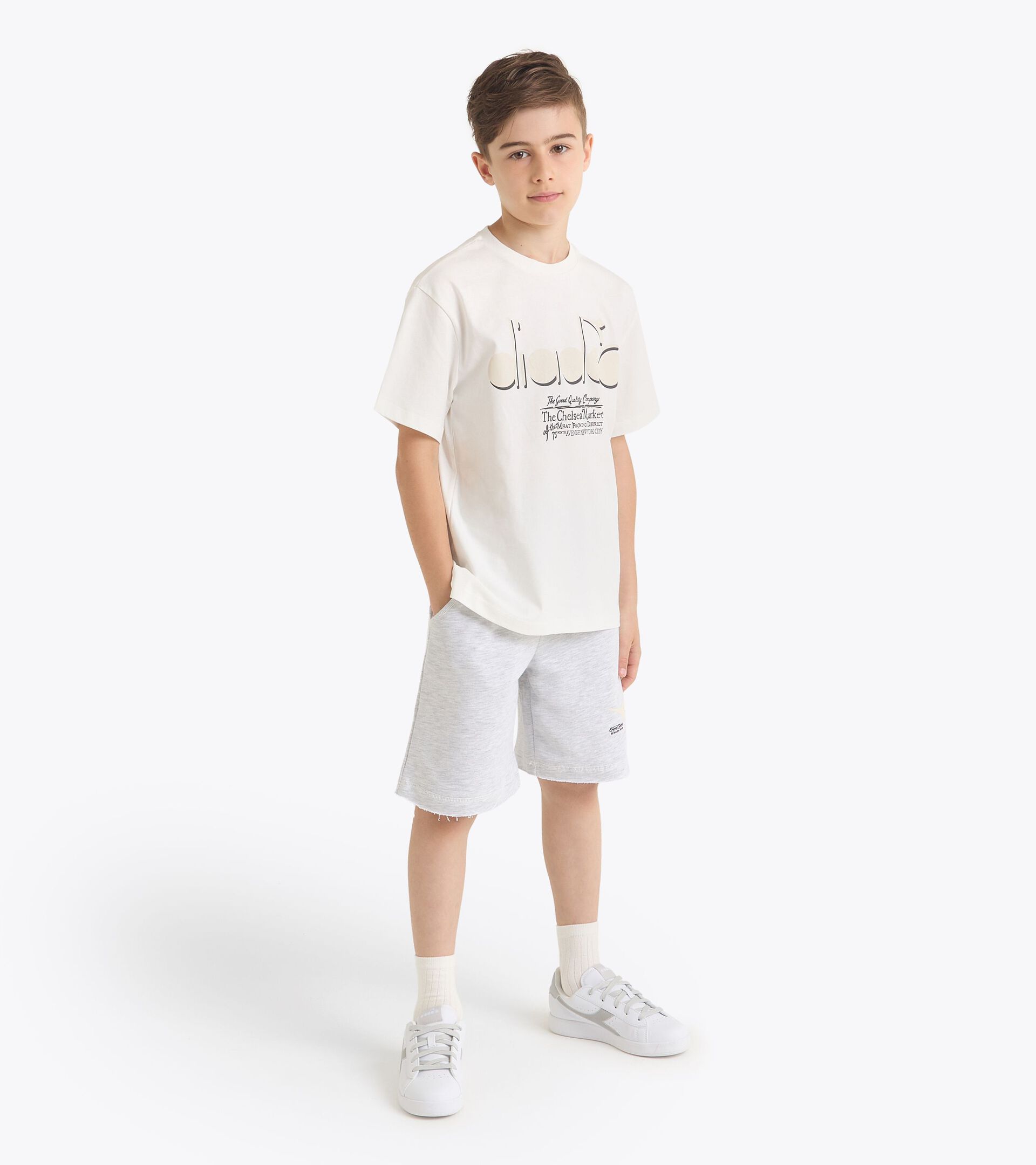 Sport suit - Fit comfort - Boy JB. SET DISTRICT OFF WHITE /MELANGE GRAY - Diadora