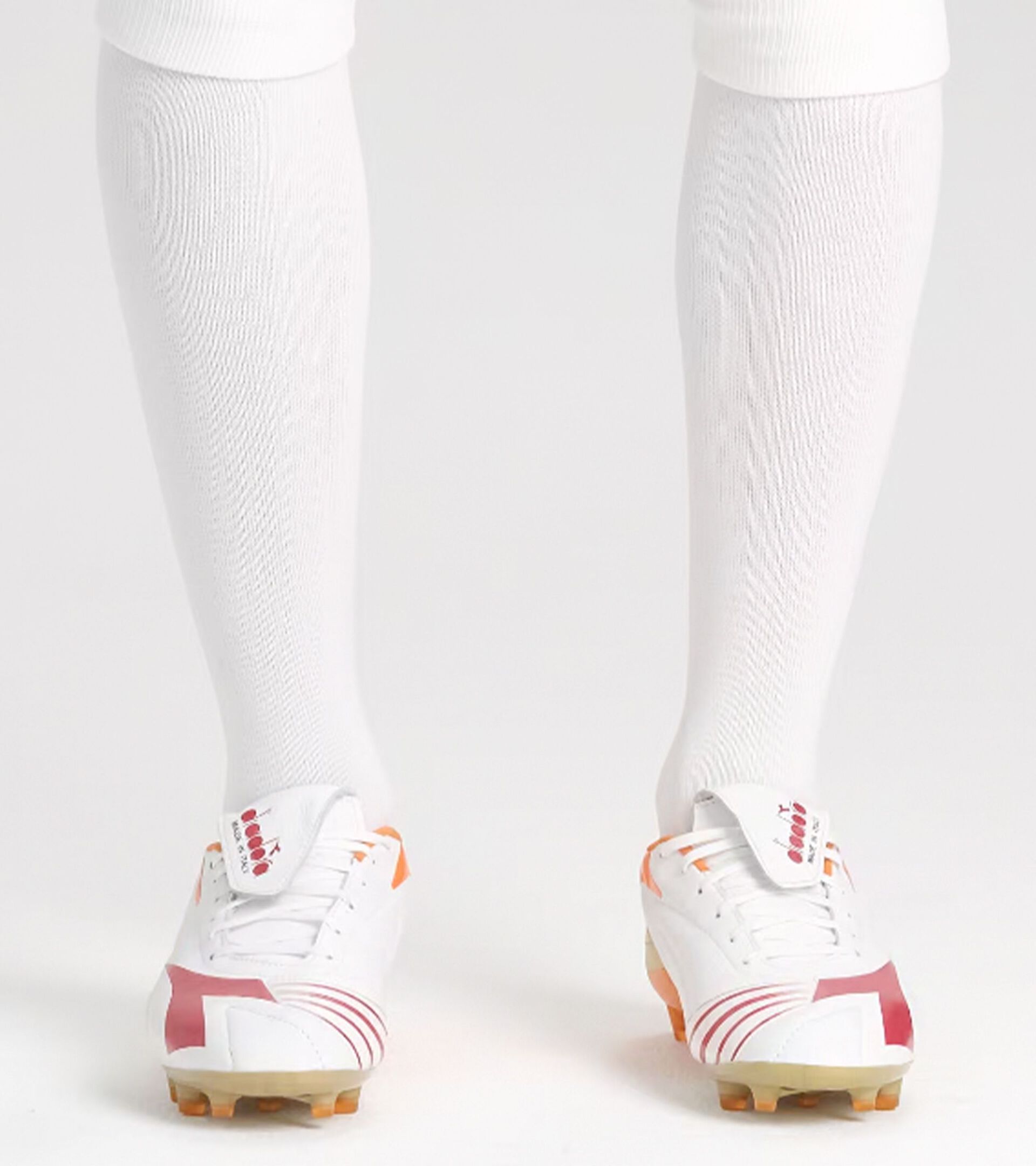 Leather calcio boots for firm ground - Made In Italy - All-Gender MAXIMUS ELITE ITA T SLX WHITE/CHILI PEPPER/RUSSET ORANGE - Diadora