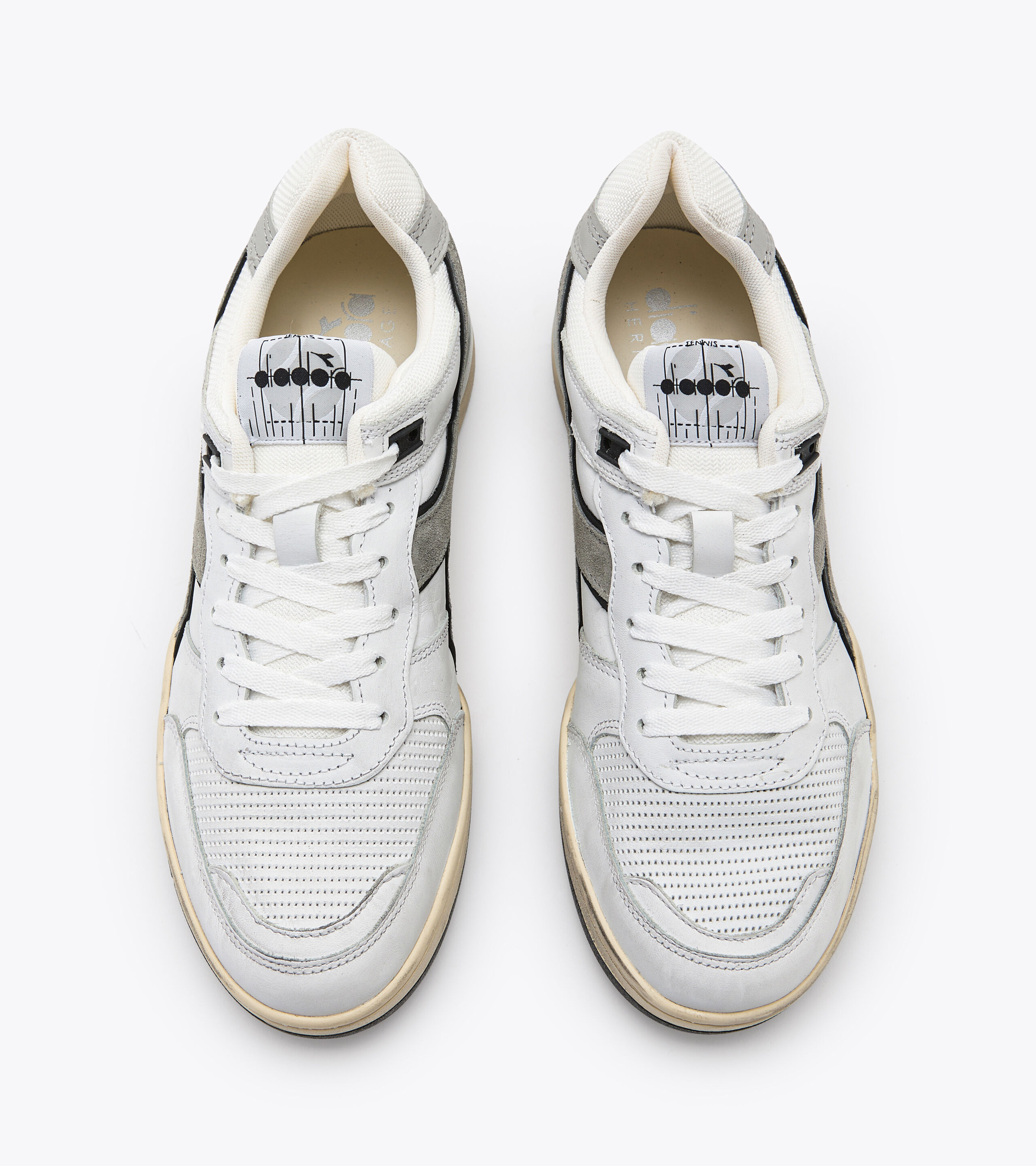 Diadora Heritage Mi Basket Row Cut White Pompeian Red