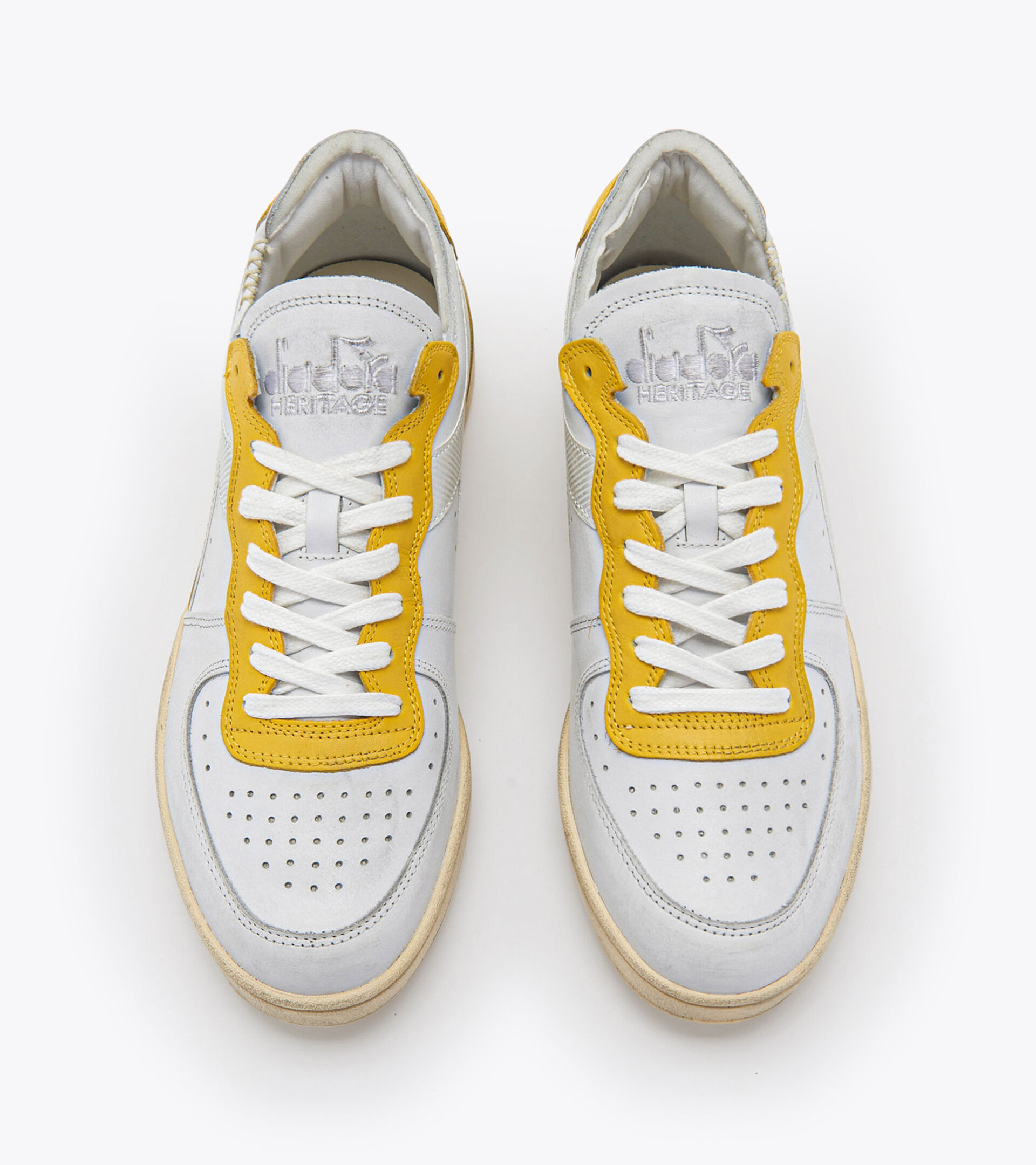 Heritage shoe - Unisex MI BASKET ROW CUT WHITE/EMPIRE YELLOW - Diadora