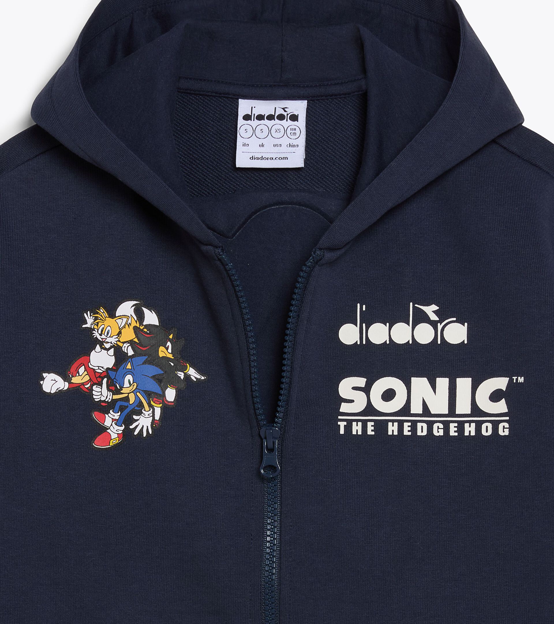 Sweatshirt mit Kapuze - Jungen und M&auml;dchen JU. HOODIE FZ SONIC (FT) NACHTSBLAU - Diadora