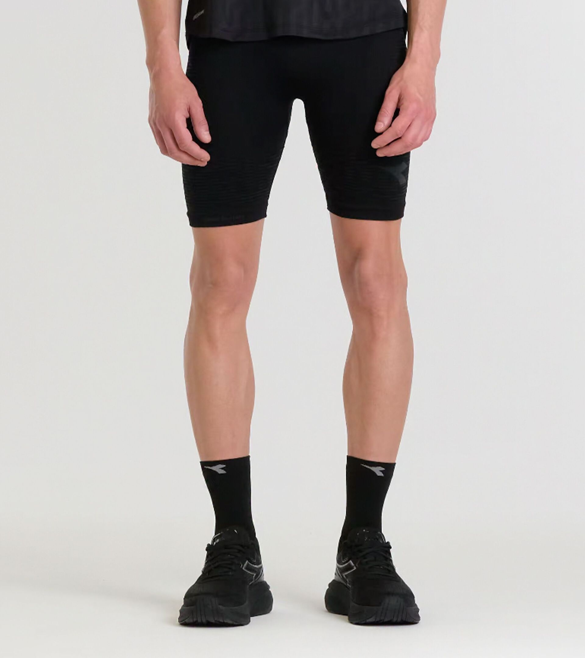 Technical shorts for temperature control -  Running - Men’s STRATOUNO HALF-TIGHT BLACK - Diadora