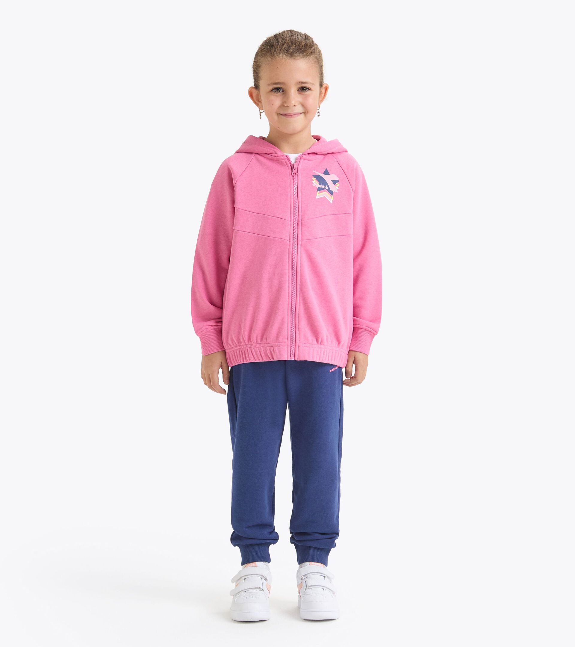 Coordinated tracksuit - Boys and girls 
 JU. TRACKSUIT HD FZ LOGO CHATEAU PINK - Diadora