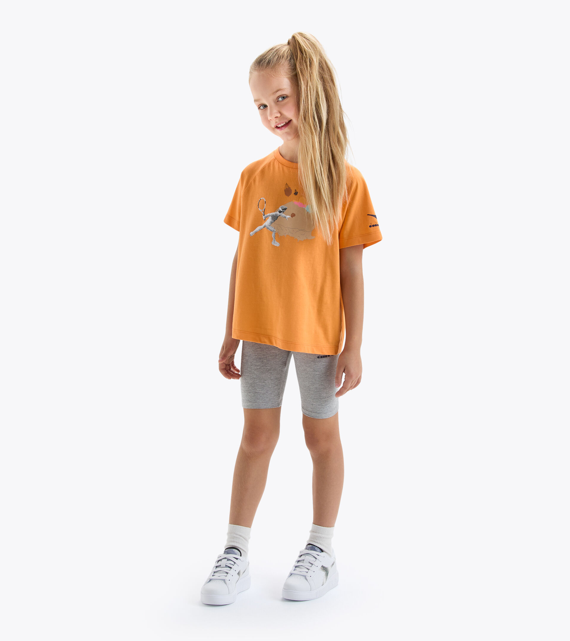 Sport set - Girls JG.SET SS SPORT ART ORANGE TANGERINE - Diadora