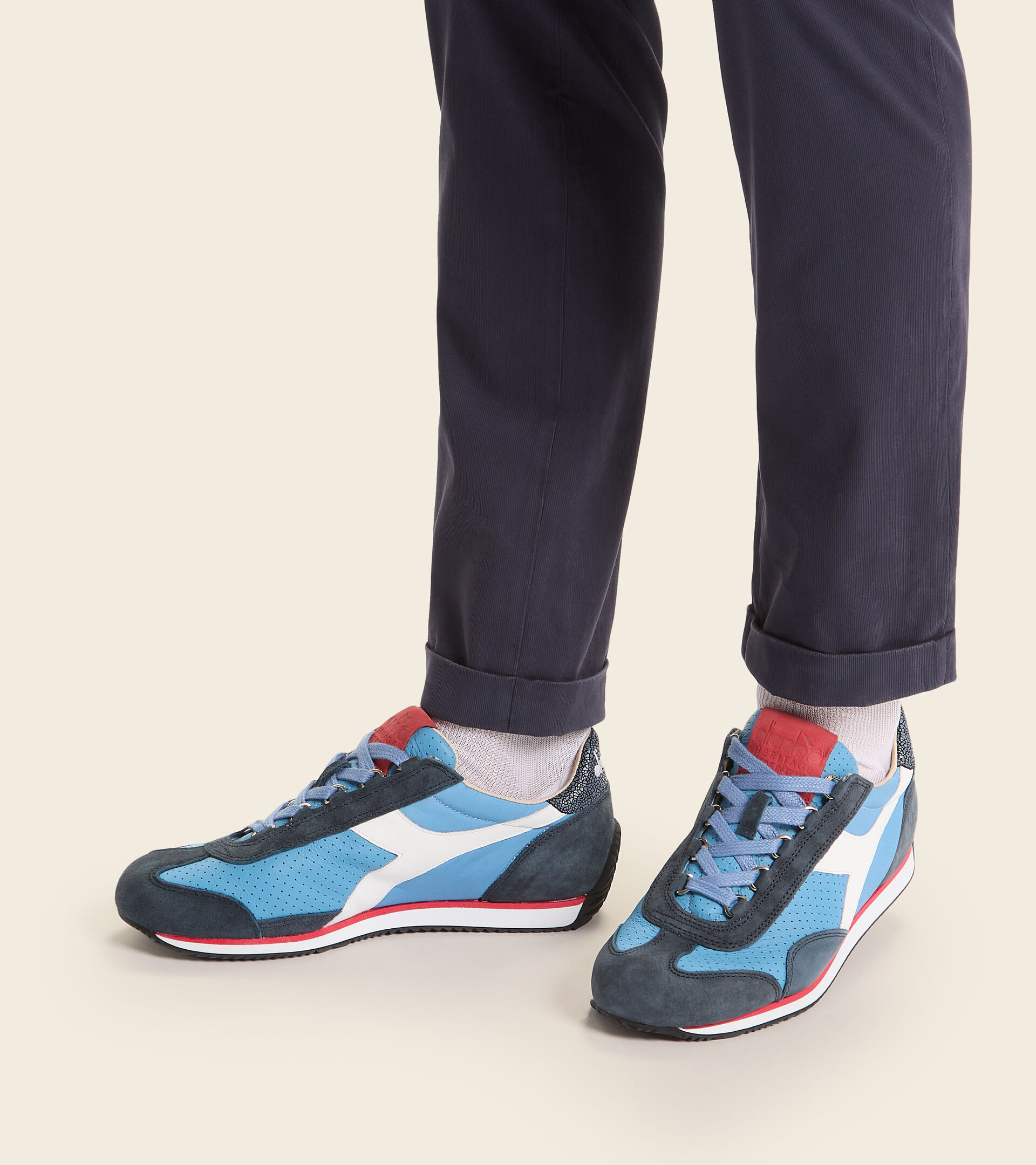 Made in Italy Heritage Shoe - Men EQUIPE ITALIA SKY-BLUE LAGOON - Diadora