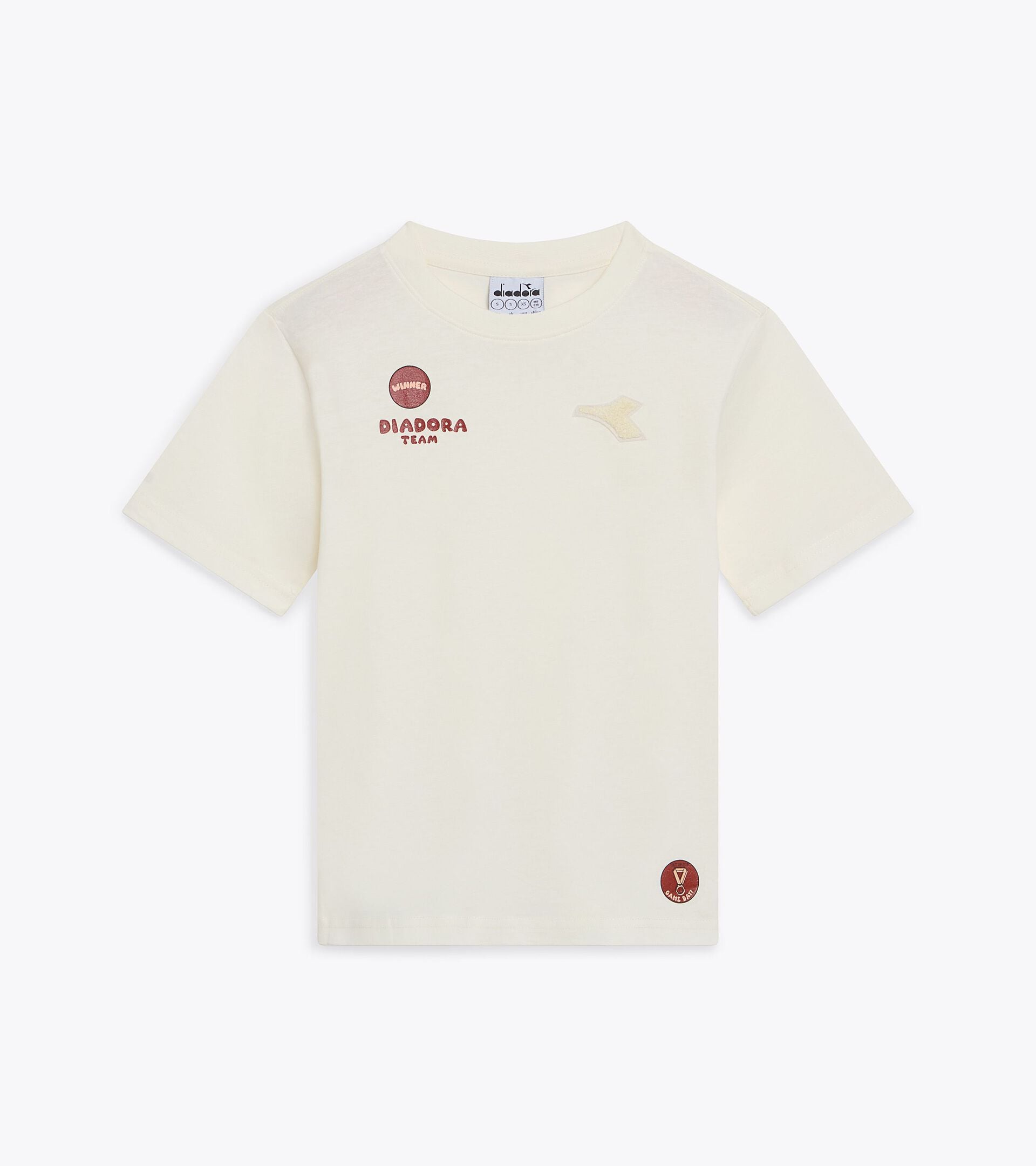 Short-sleeved T-shirt - Regular fit - Boys JB. T-SHIRT SS LOGO GARDENIA WHITE - Diadora