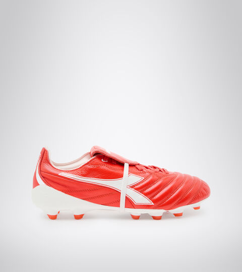 Chaussures de football pour terrains compacts - Made in Italy BRASIL ELITE TECH T ITA LPX ROUGE FLUO/BLANC - Diadora