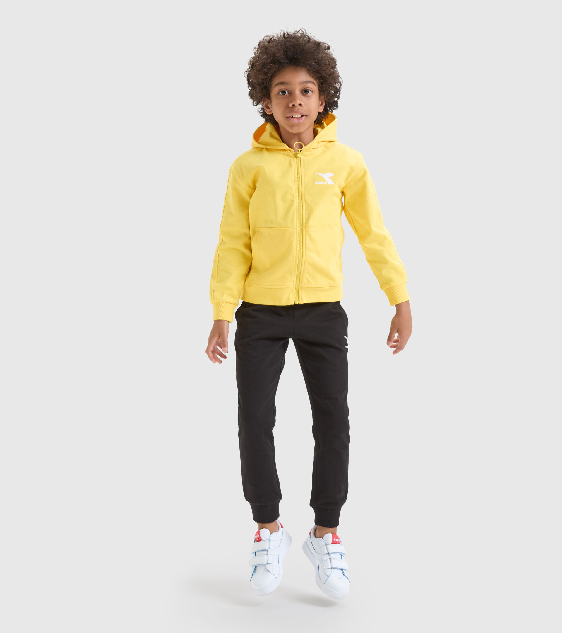 Junior cotton sports sweatshirt - Unisex JU. HOODIE FZ RAINBOW YELLOW LENS - Diadora