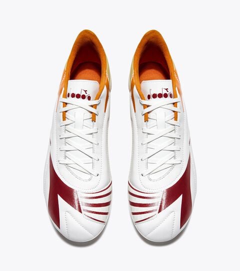 MAXIMUS ELITE LT SLP12, WHITE/CHILI PEPPER/RUSSET ORANGE Leather calcio boots for firm ground - Men's MAXIMUS ELITE LT SLP12 WHITE/CHILI PEPPER/RUSSET ORANGE - Diadora