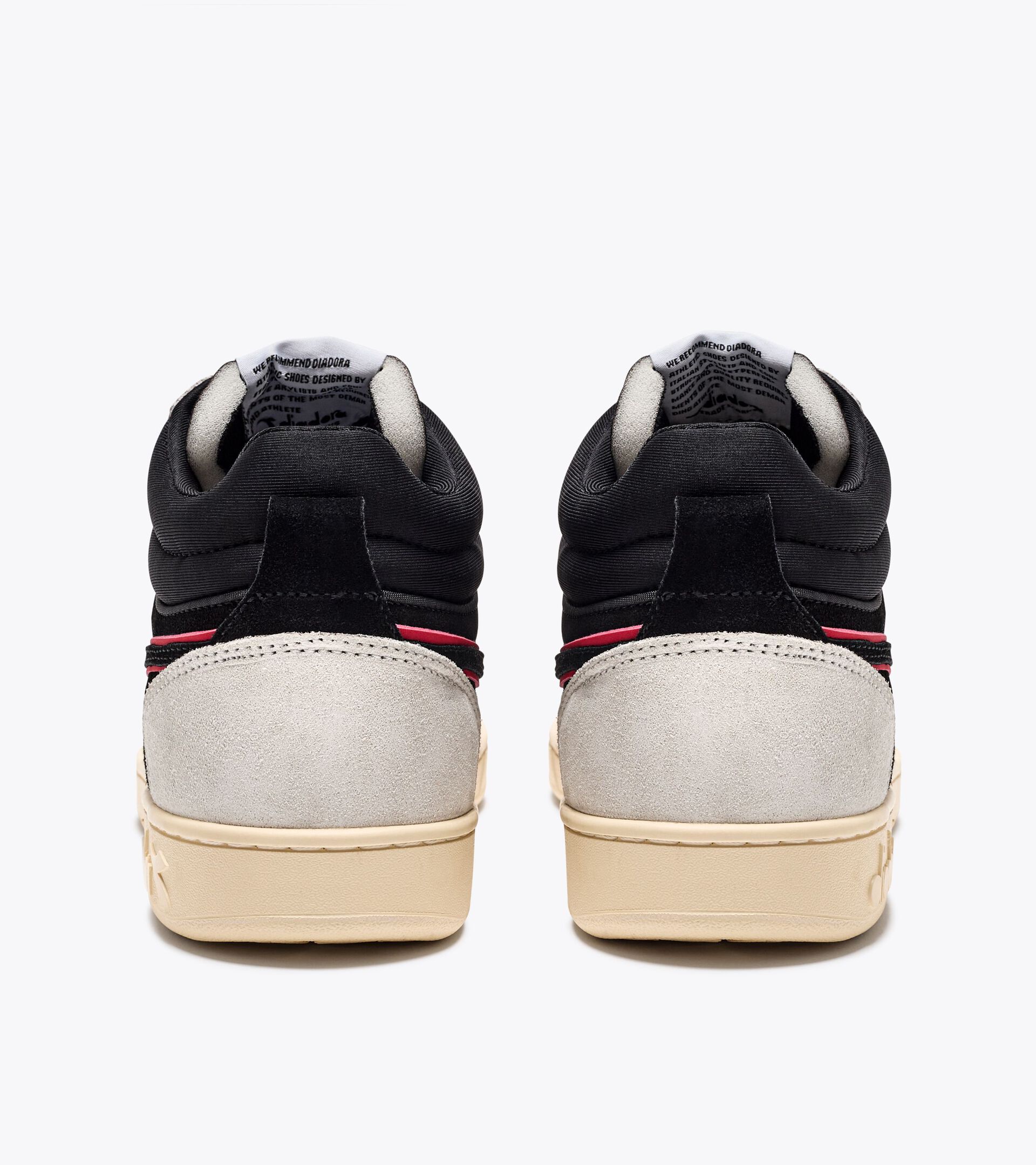 Sportschuh - Unisex MAGIC BASKET DEMI CUT SUEDE LEATHER BIANCO/NERO/ROSSO SCURO - Diadora