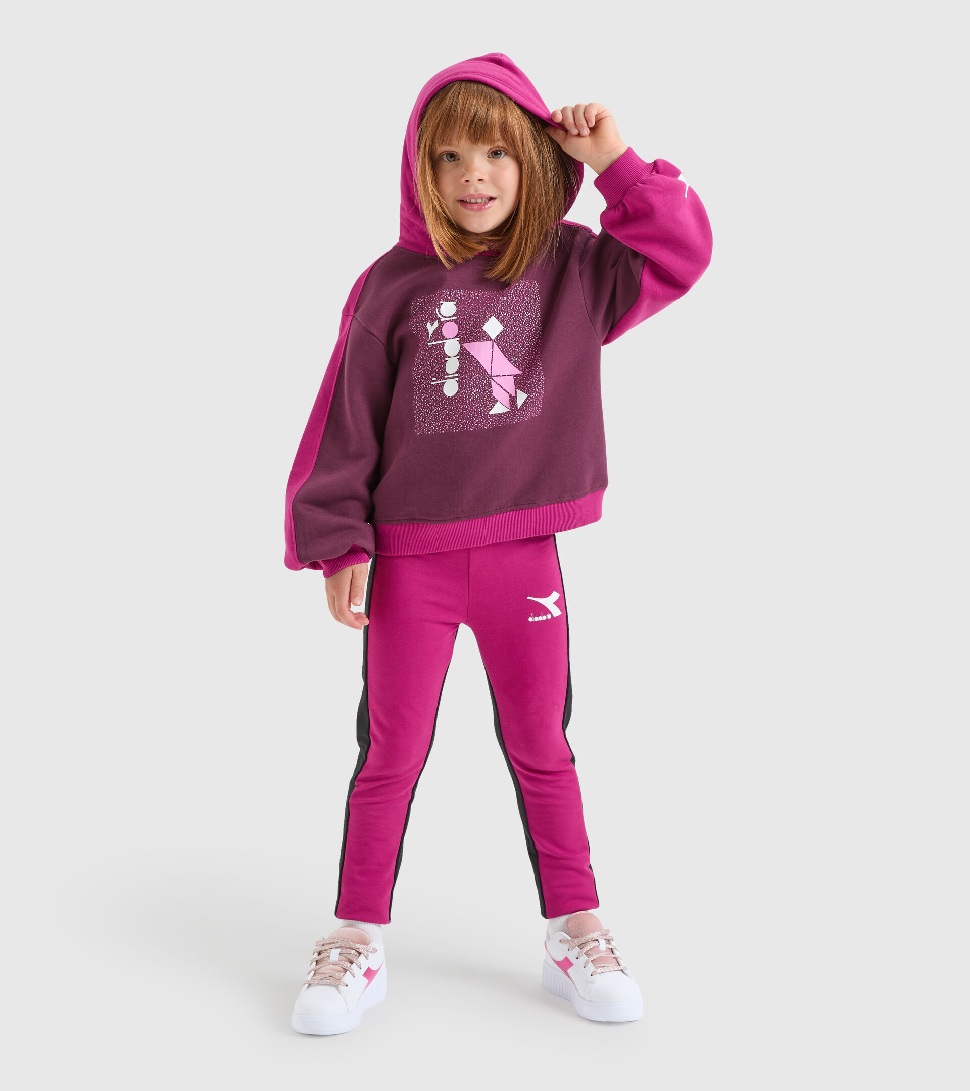 Felpa con cappuccio - Bambina JG.HOODIE SWEAT GLEE VIOLA LAMPONE - Diadora