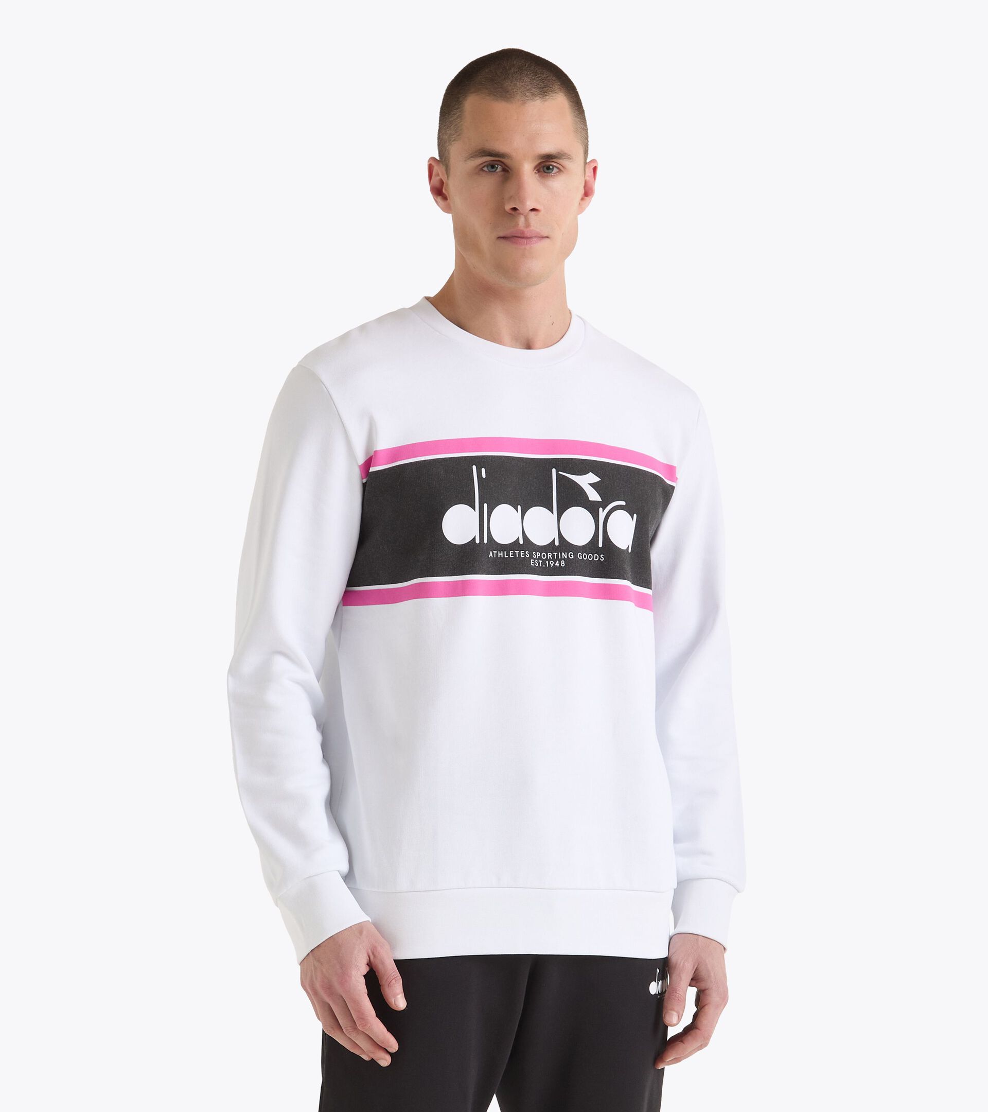 Sweatshirt aus Baumwolle mit rundem Ausschnitt - alle Geschlechter SWEATSHIRT CREW LOGO STRAHLEND WEISSE - Diadora