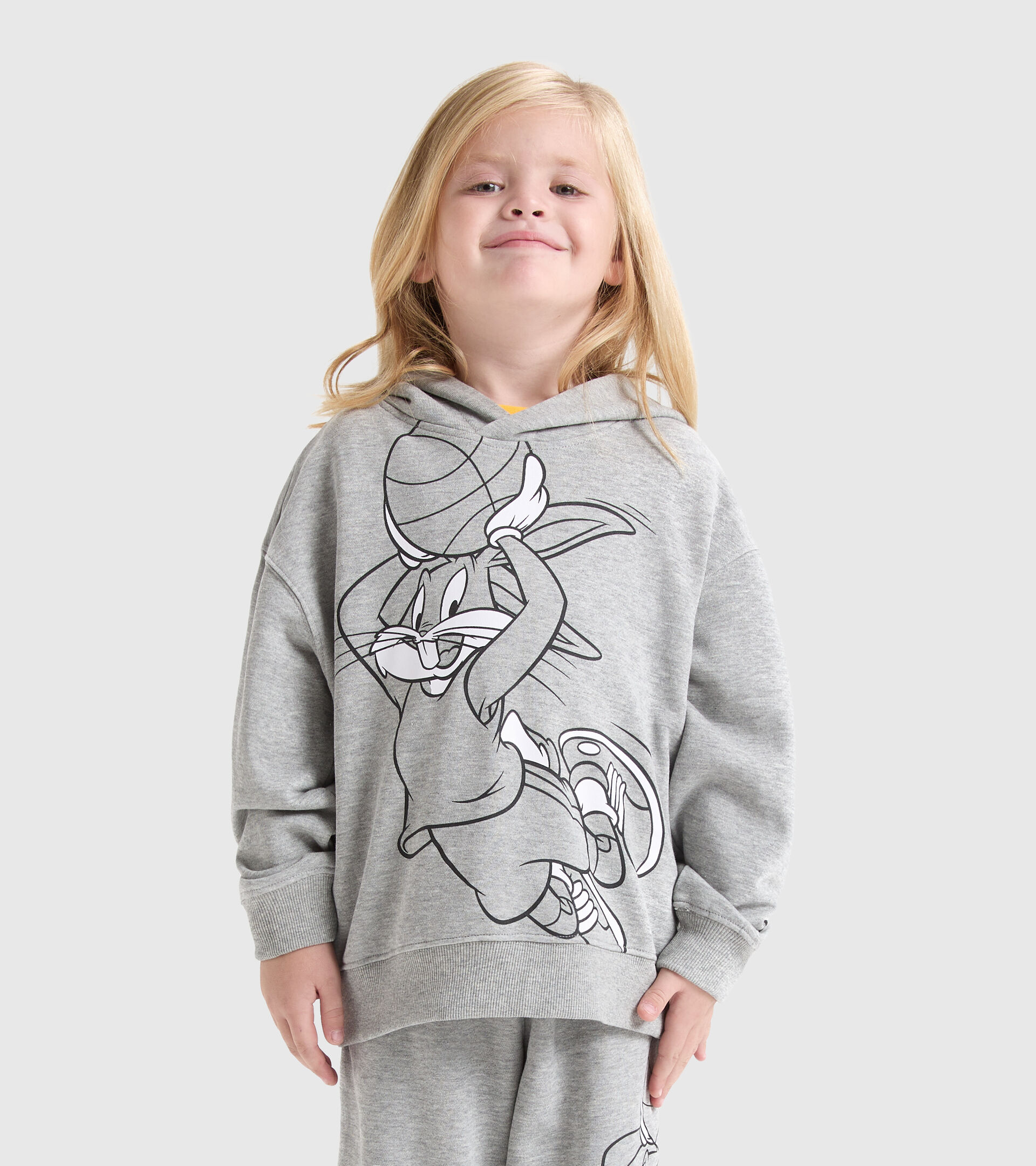 Hooded sweatshirt - Kids JU.HOODIE WB LIGHT MIDDLE GREY MELANGE - Diadora
