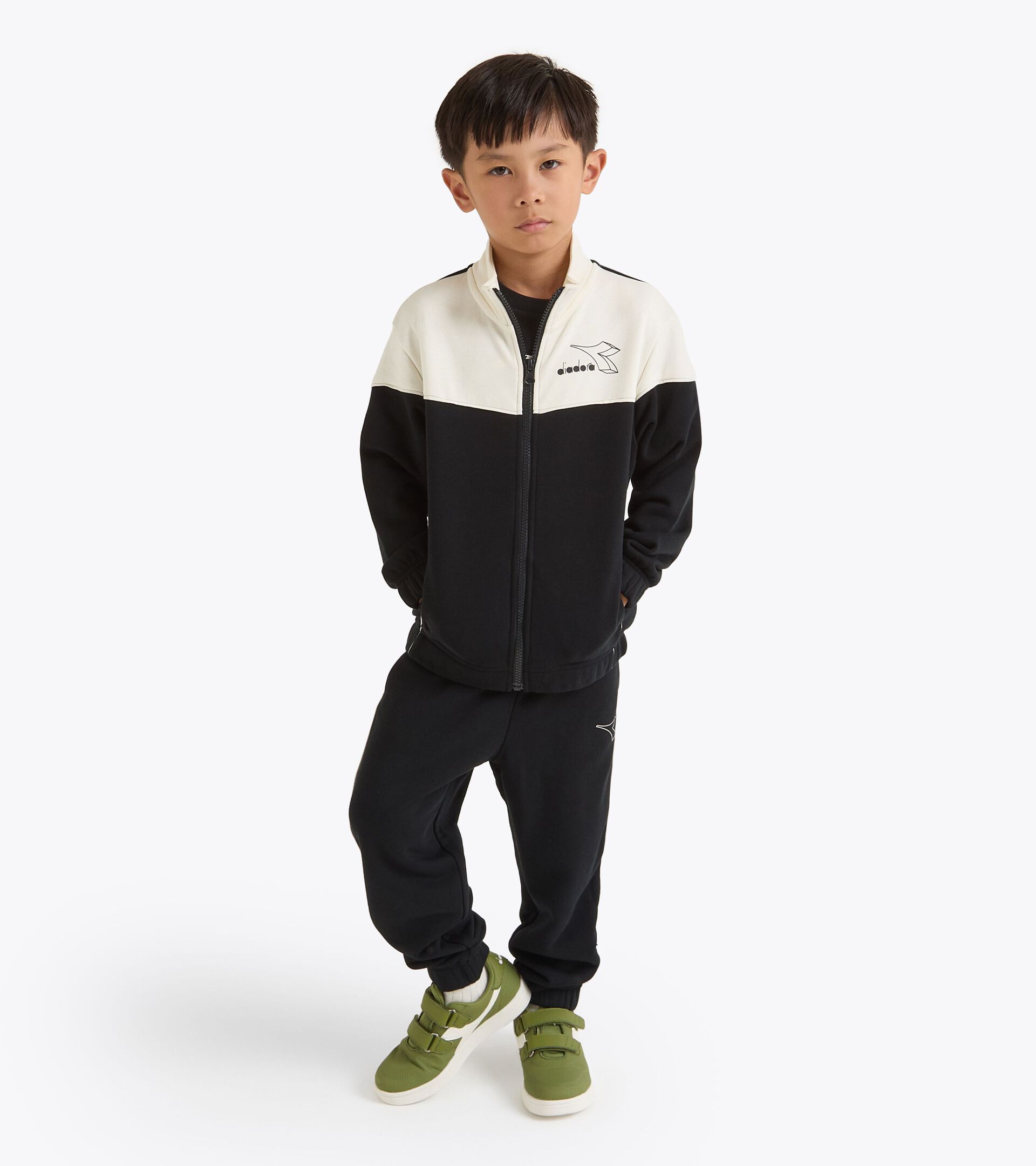 Coordinated tracksuit - Boys and girls  JU. TRACKSUIT FZ LOGO (FT) BLACK - Diadora