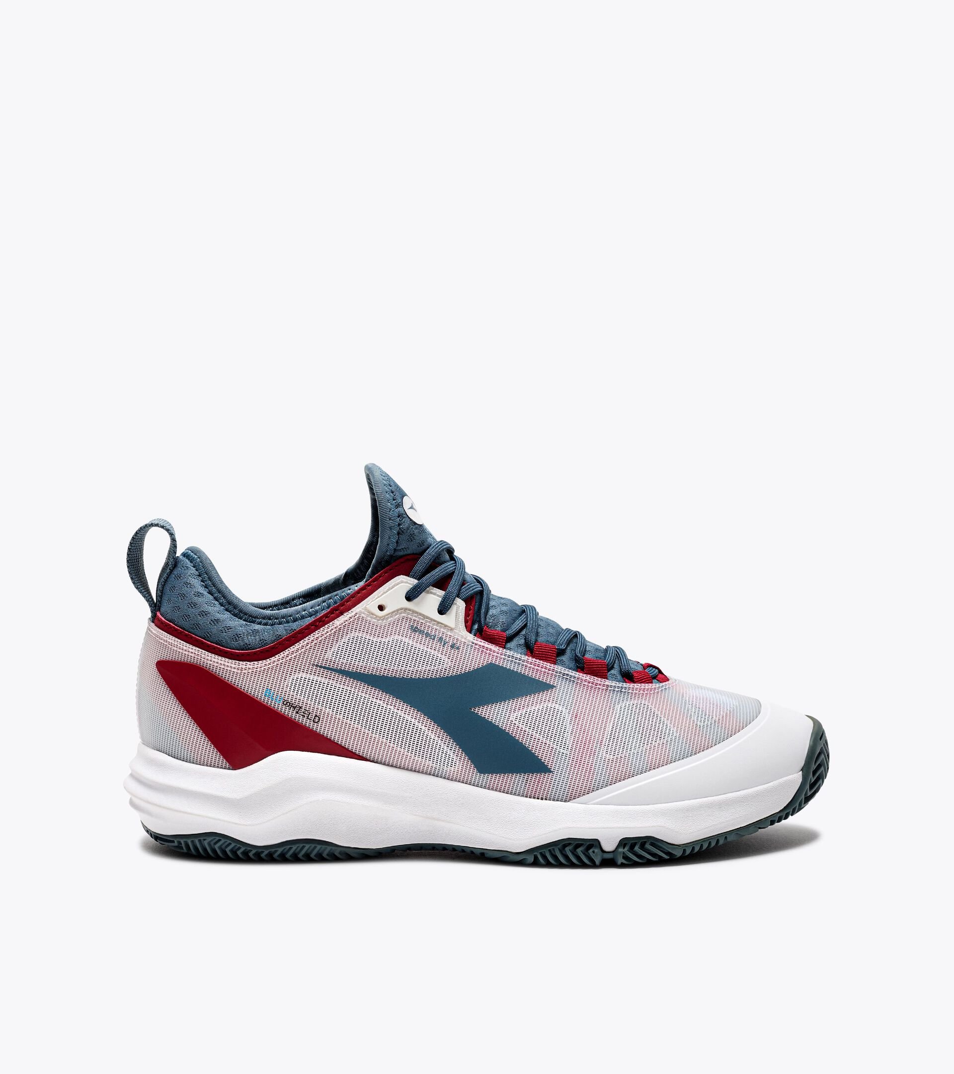 Tennis shoes for clay courts - Men SPEED BLUSHIELD FLY 4 + CLAY WHITE/OCEANVIEW/SALSA - Diadora