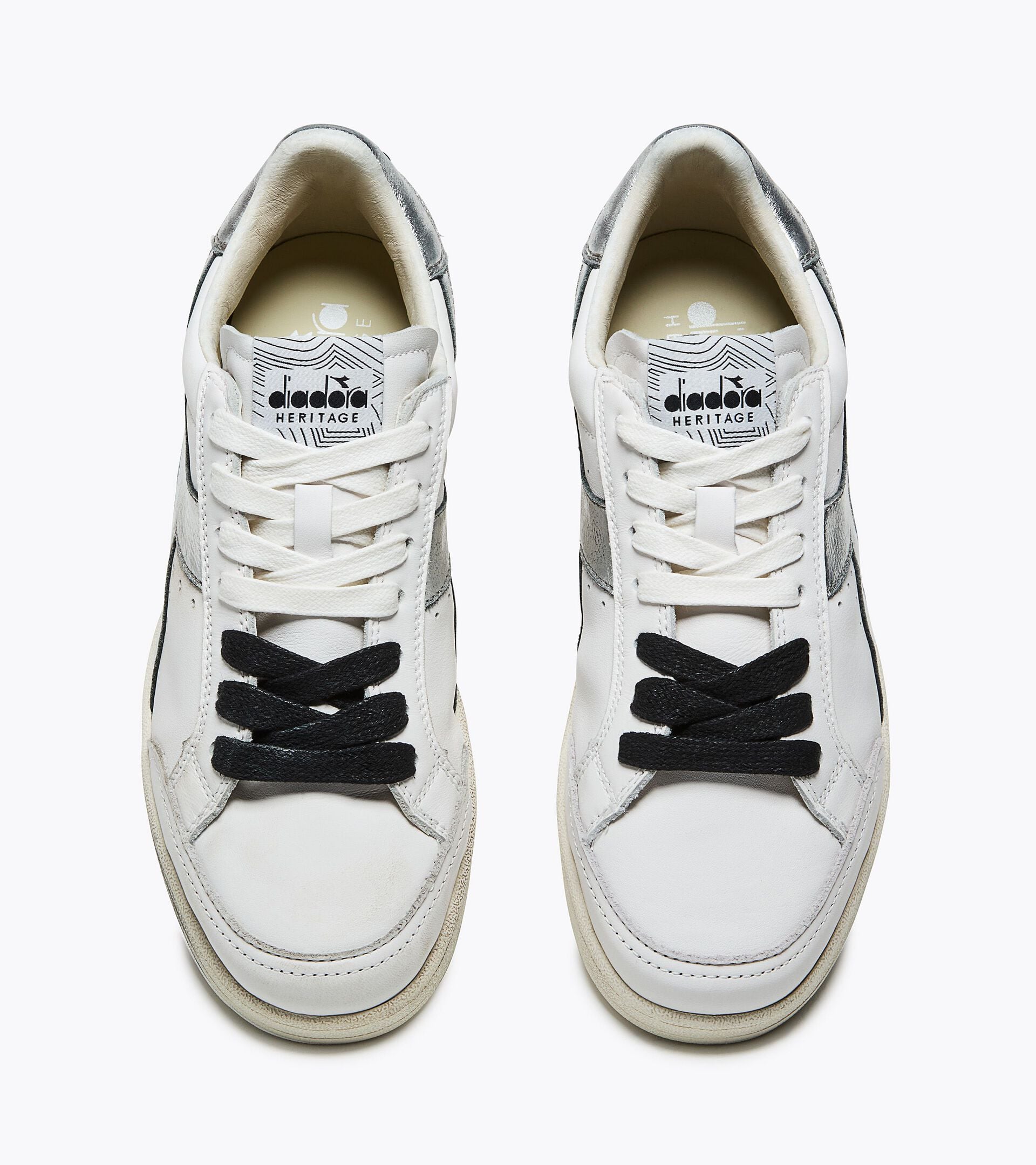 Heritage Shoe in Metallic Leather - Women&rsquo;s PRESTIGE METALLIC WN WHITE/SILVER - Diadora