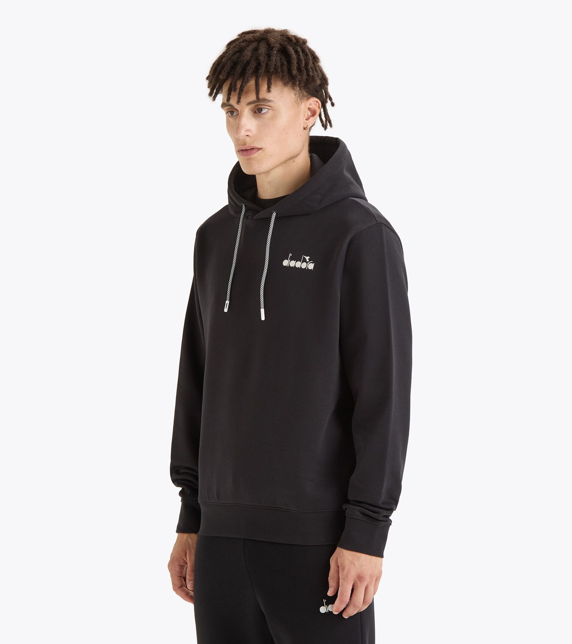 Sporty hoodie - All-Gender HOODIE ROUTE BLACK - Diadora