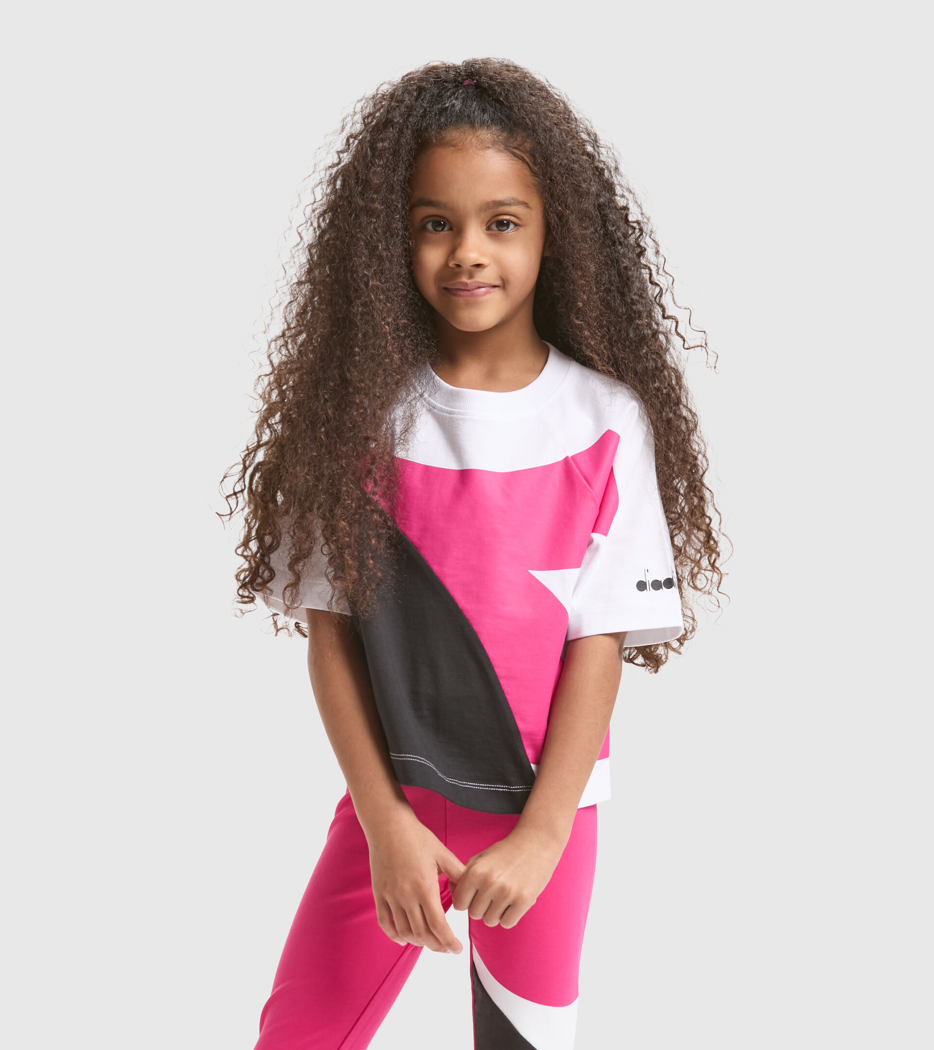 Cotton sports T-shirt - Girls JG.T-SHIRT SS POWER LOGO SHOCKING PINK - Diadora