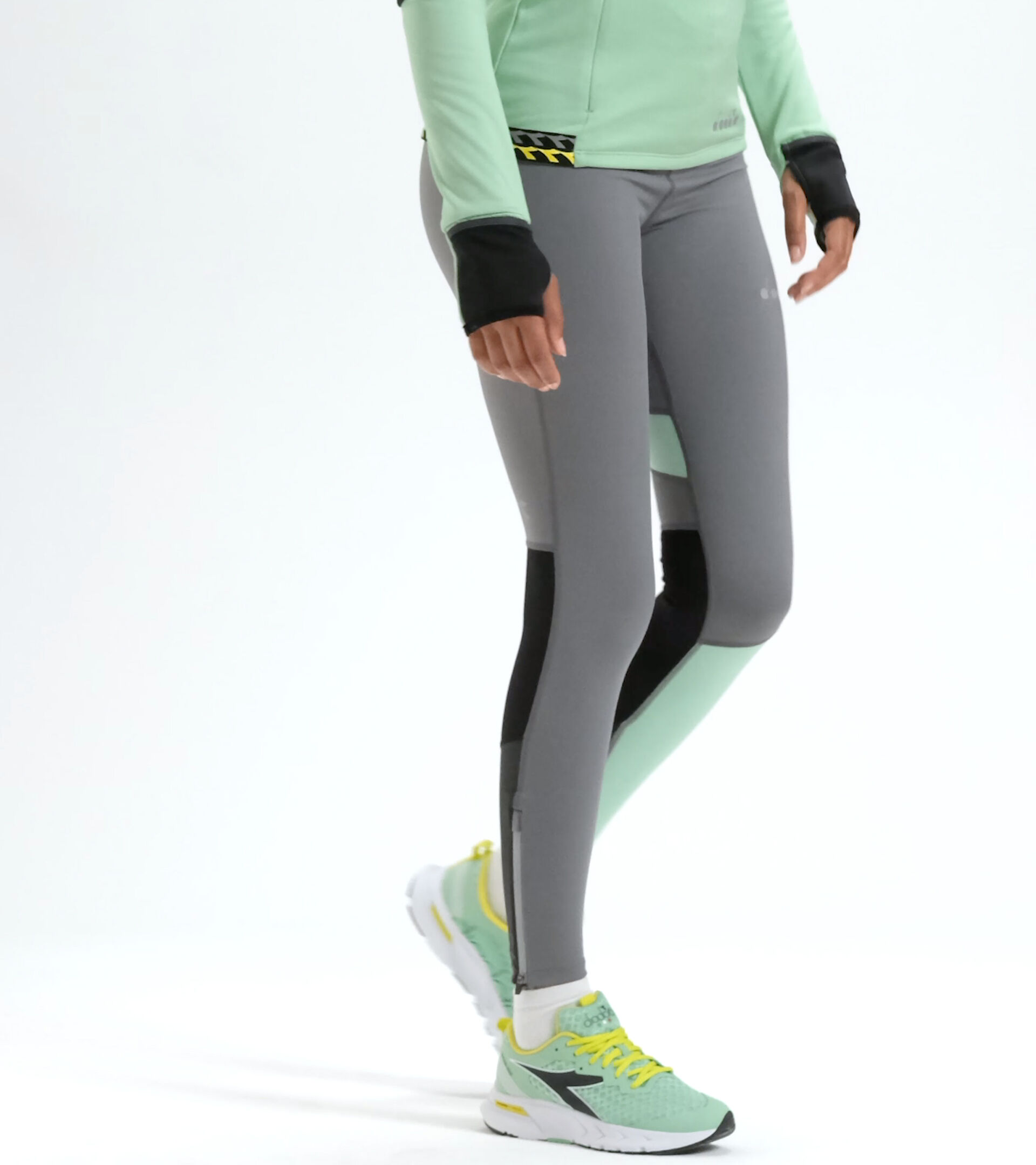 Winter-Laufhose - Damen L. WINTER RUNNING TIGHTS STAHLGRAU - Diadora