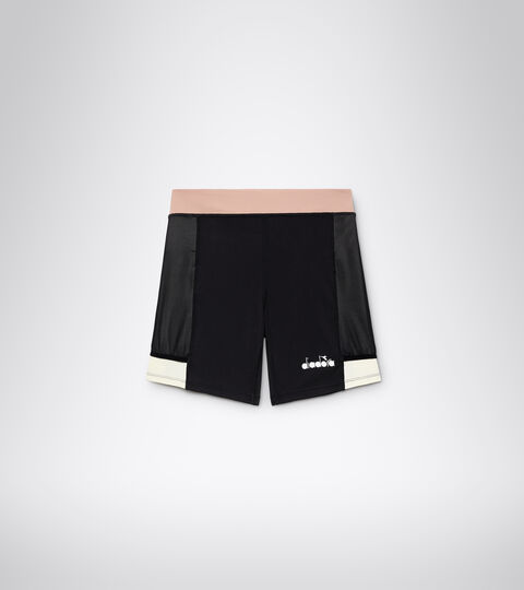 L. SHORT TIGHTS POCKET, NOIR/ROSE ACAJOU Short de tennis - Femme L. SHORT TIGHTS POCKET NOIR/ROSE ACAJOU - Diadora