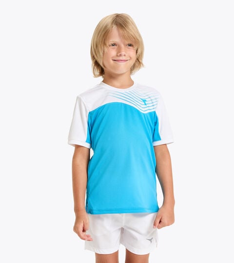 T-shirt de tennis - Junior J. T-SHIRT COURT BLEU ROI FLUO - Diadora