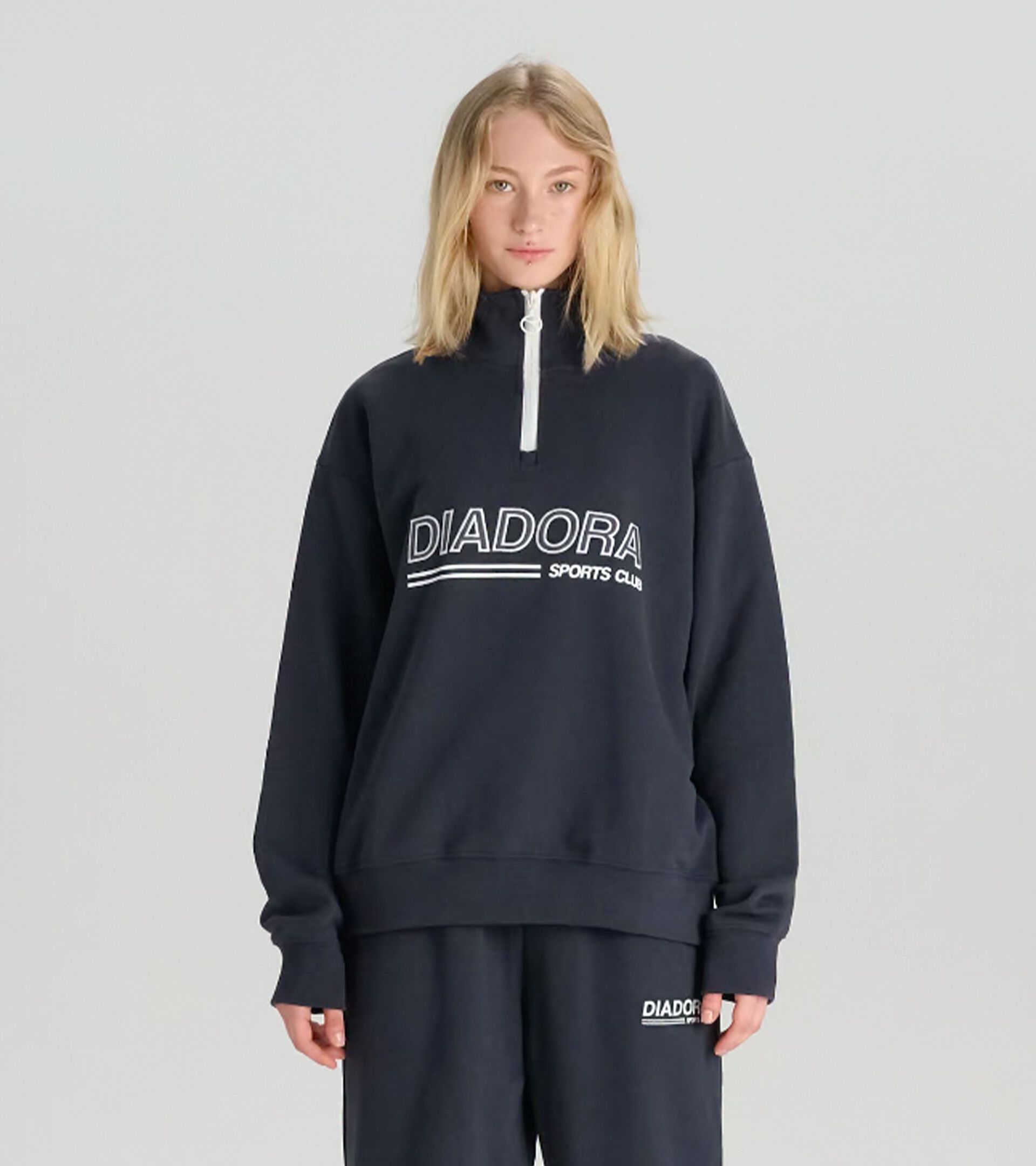 Legacy sweatshirt with a comfort fit - Made in Italy - All-Gender
 SWEATSHIRT 1/2 ZIP LEGACY BLUE DENIM - Diadora