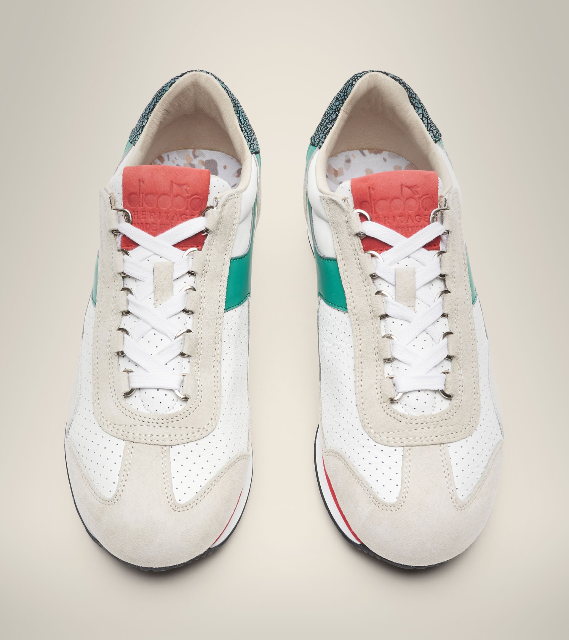 Heritage-Schuh Made in Italy - Herren EQUIPE ITALIA BLANC/LAC VERT - Diadora