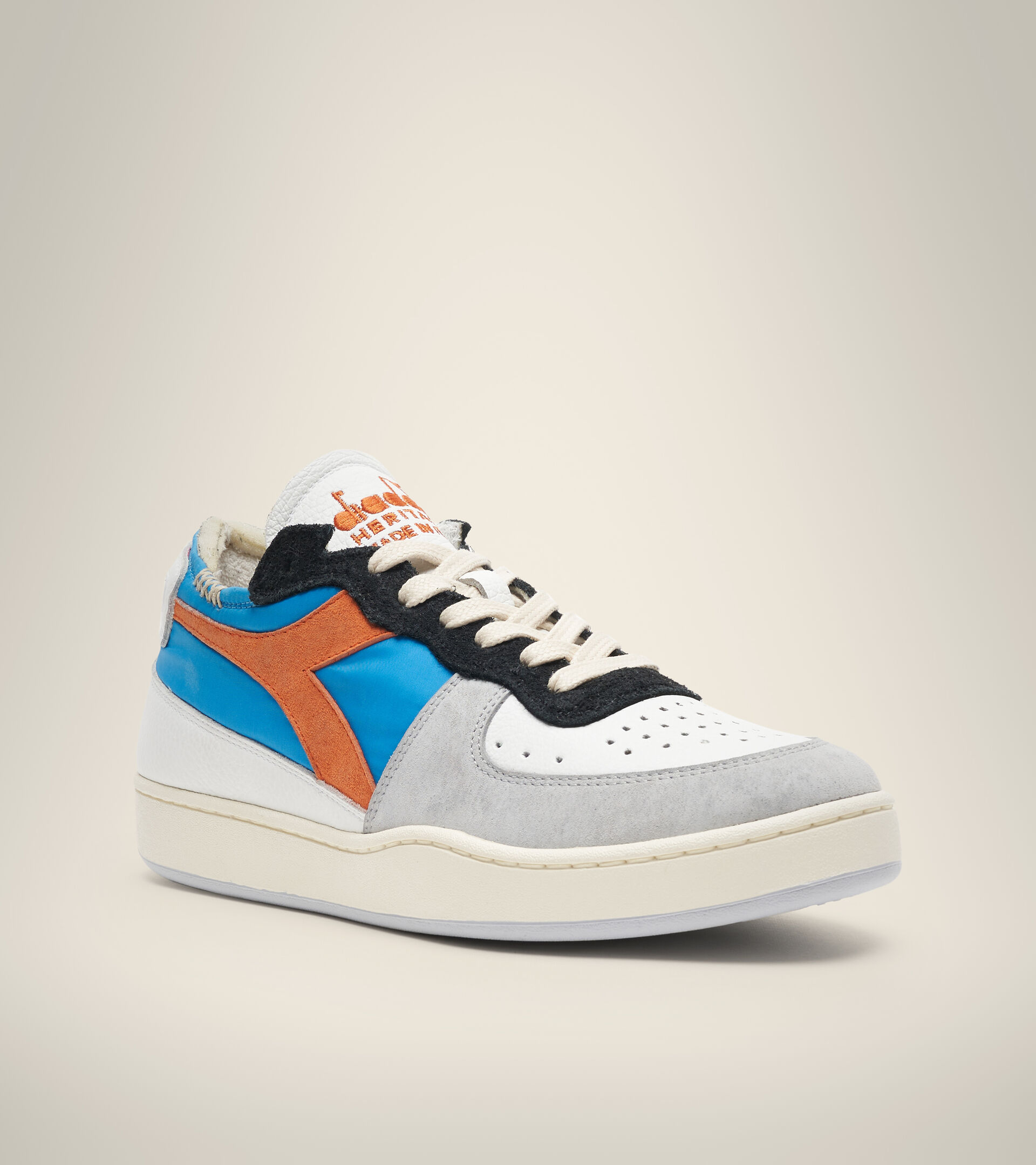 Scarpa Heritage Made in Italy - Unisex MI BASKET ROW CUT MILK BREAKFAST BLU FORTE - Diadora